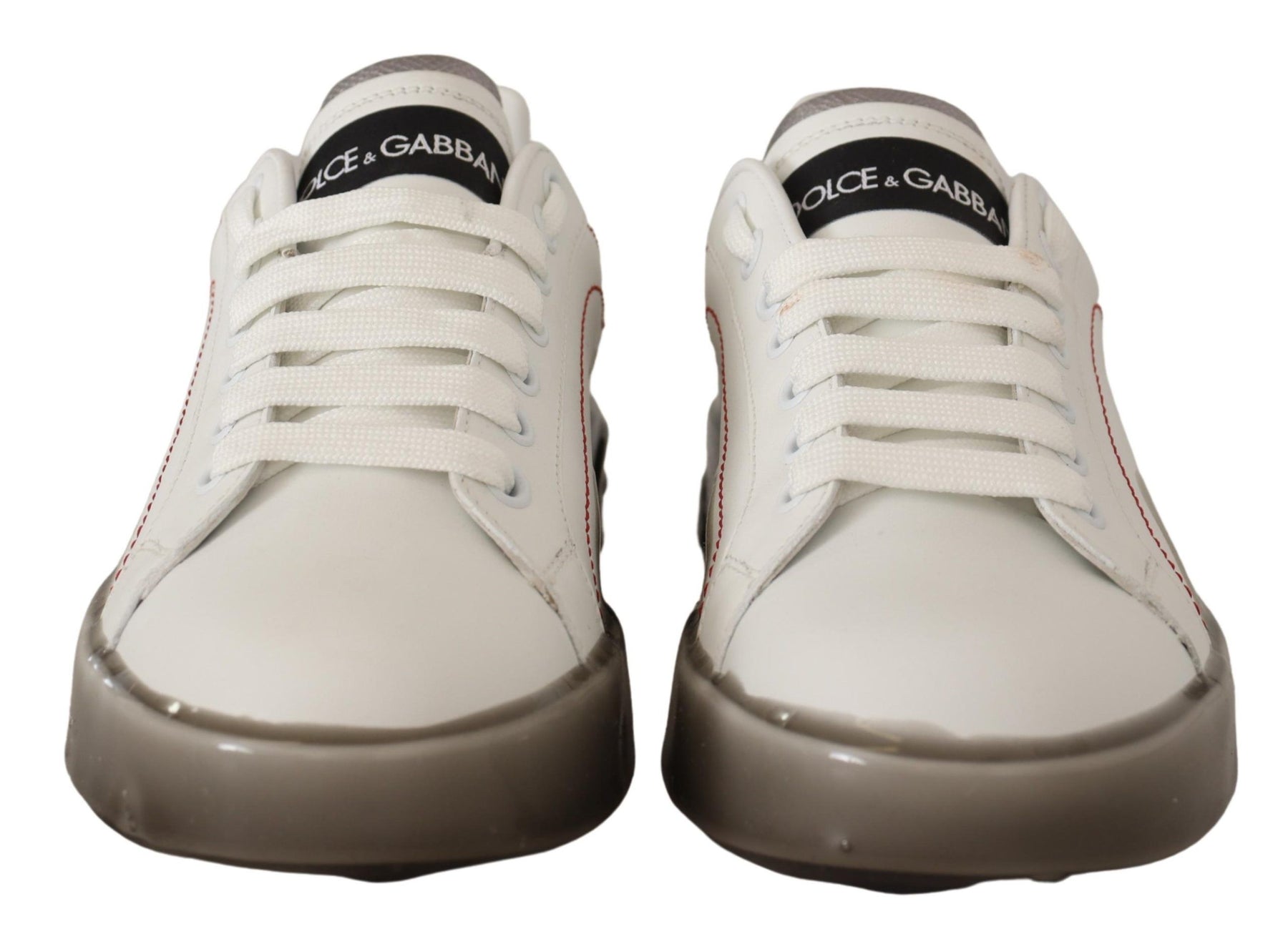 Dolce & Gabbana White Leather Shoes Womens Logo Portofino Sneakers | Regal Royce