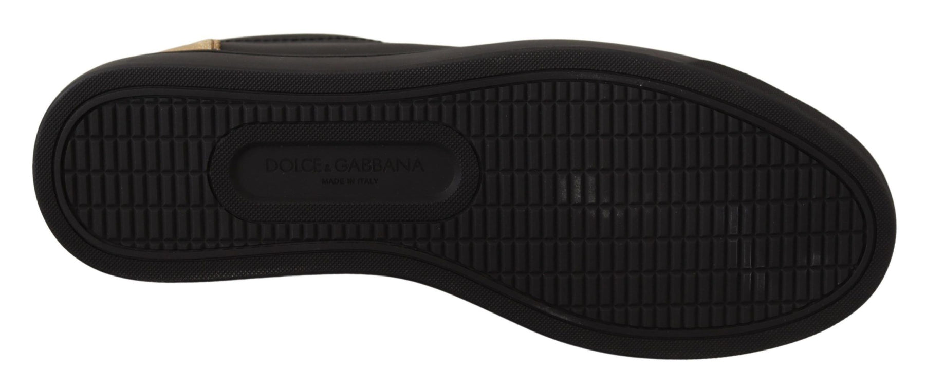 Dolce & Gabbana Black Gold Leather Low Top Sneakers Womens Shoes | Regal Royce