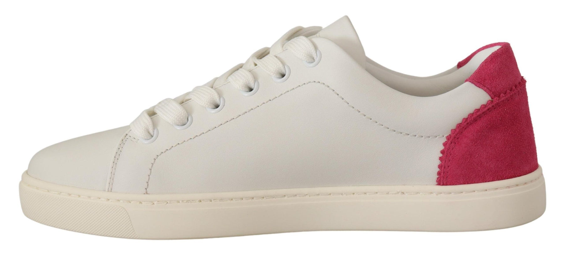 Dolce & Gabbana White Pink Leather Low Top Sneakers Womens Shoes | Regal Royce