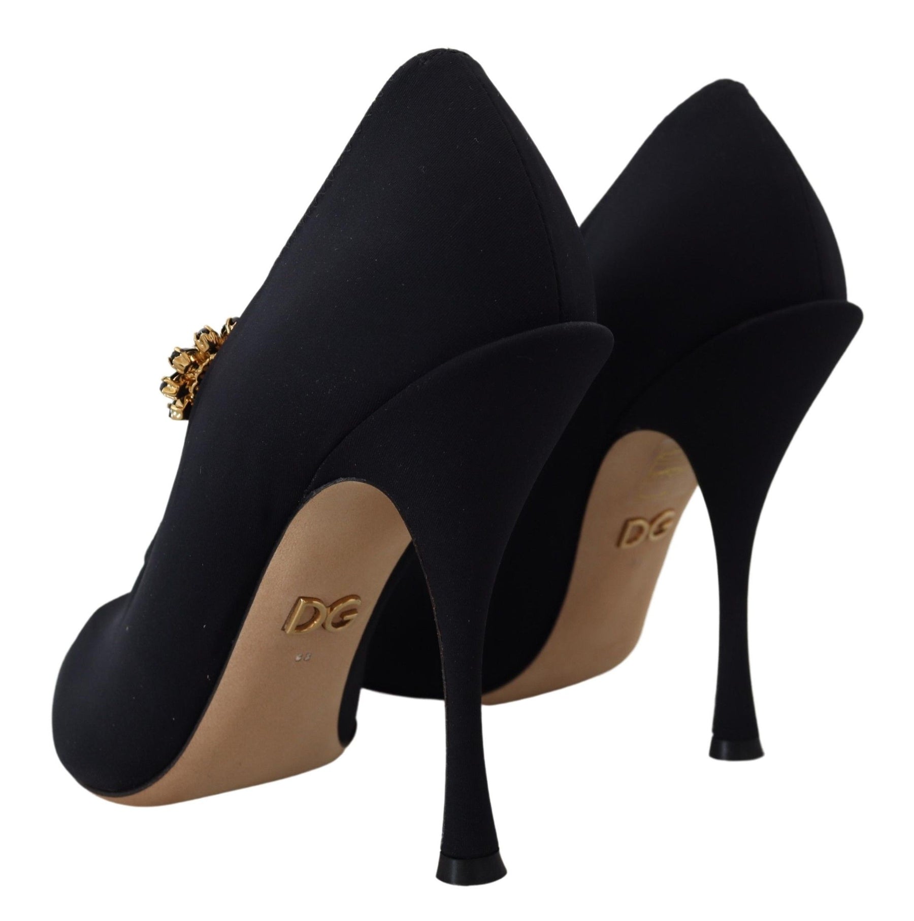 Dolce & Gabbana Black Socks Stretch Crystal Pumps Shoes | Regal Royce