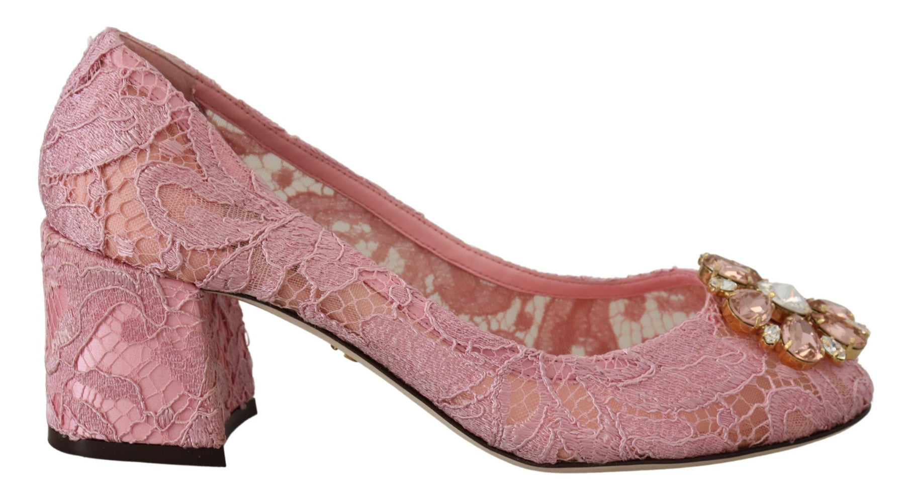 Dolce & Gabbana Pink Taormina Lace Crystal Pumps Pastel Shoes | Regal Royce