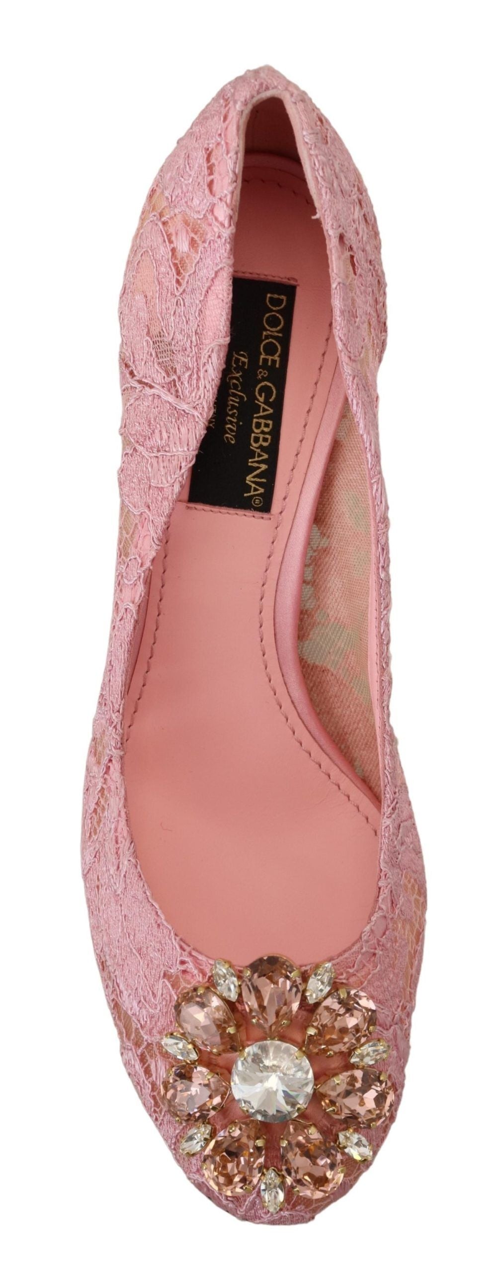 Dolce & Gabbana Pink Taormina Lace Crystal Pumps Pastel Shoes | Regal Royce