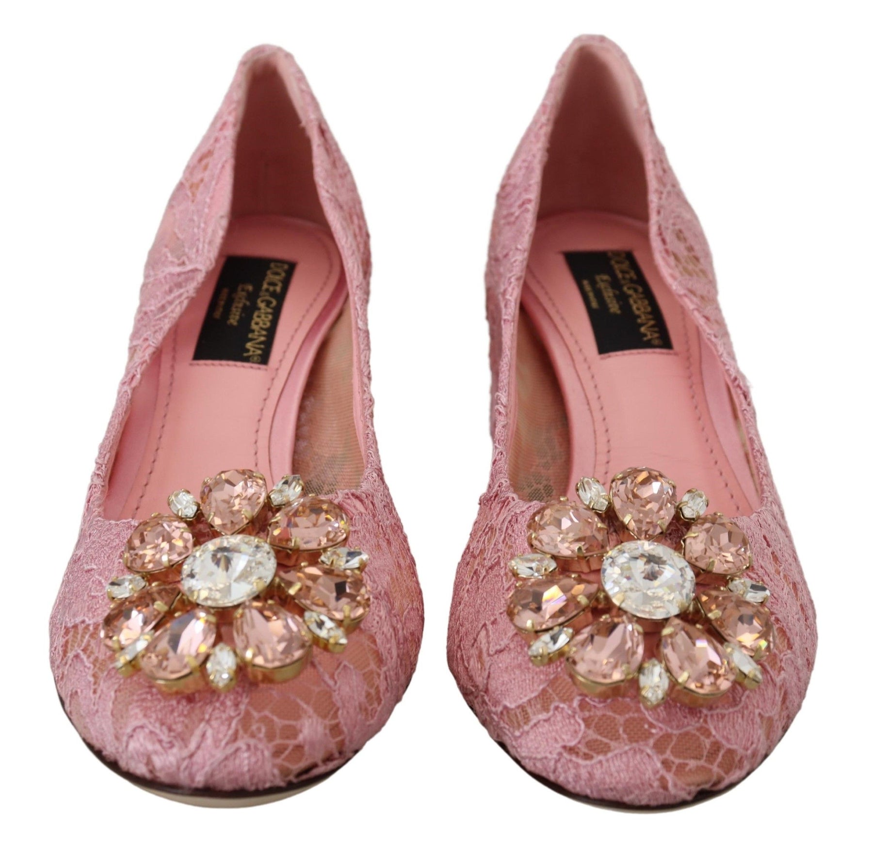 Dolce & Gabbana Pink Taormina Lace Crystal Pumps Pastel Shoes | Regal Royce