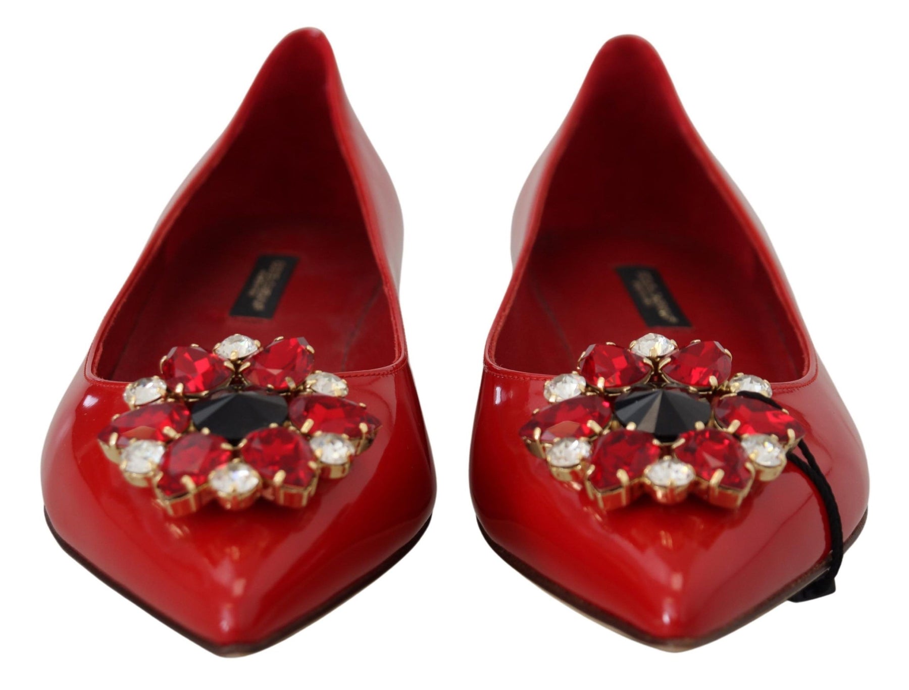 Dolce & Gabbana Red Leather Crystals Loafers Flats Shoes | Regal Royce