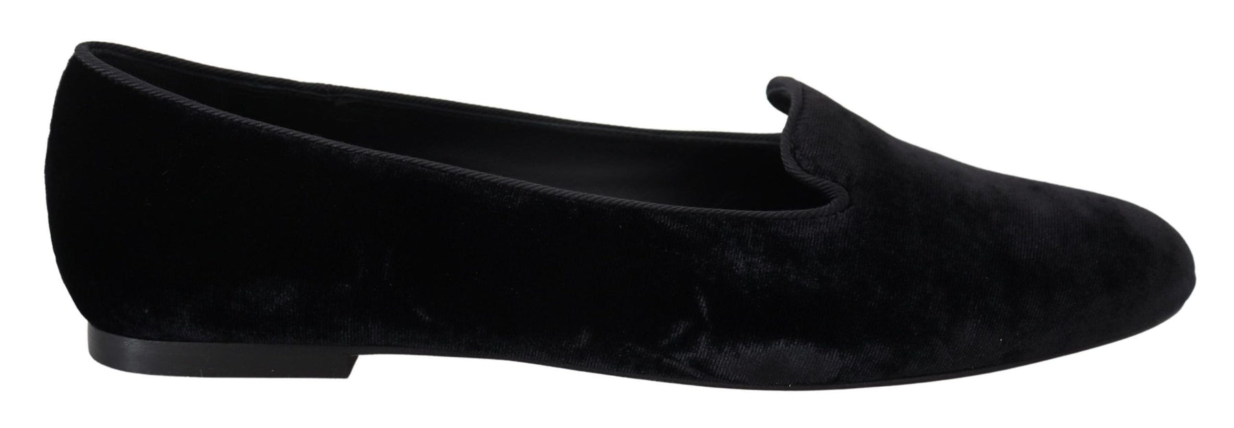 Dolce & Gabbana Black Velvet Slip Ons Loafers Flats Shoes | Regal Royce