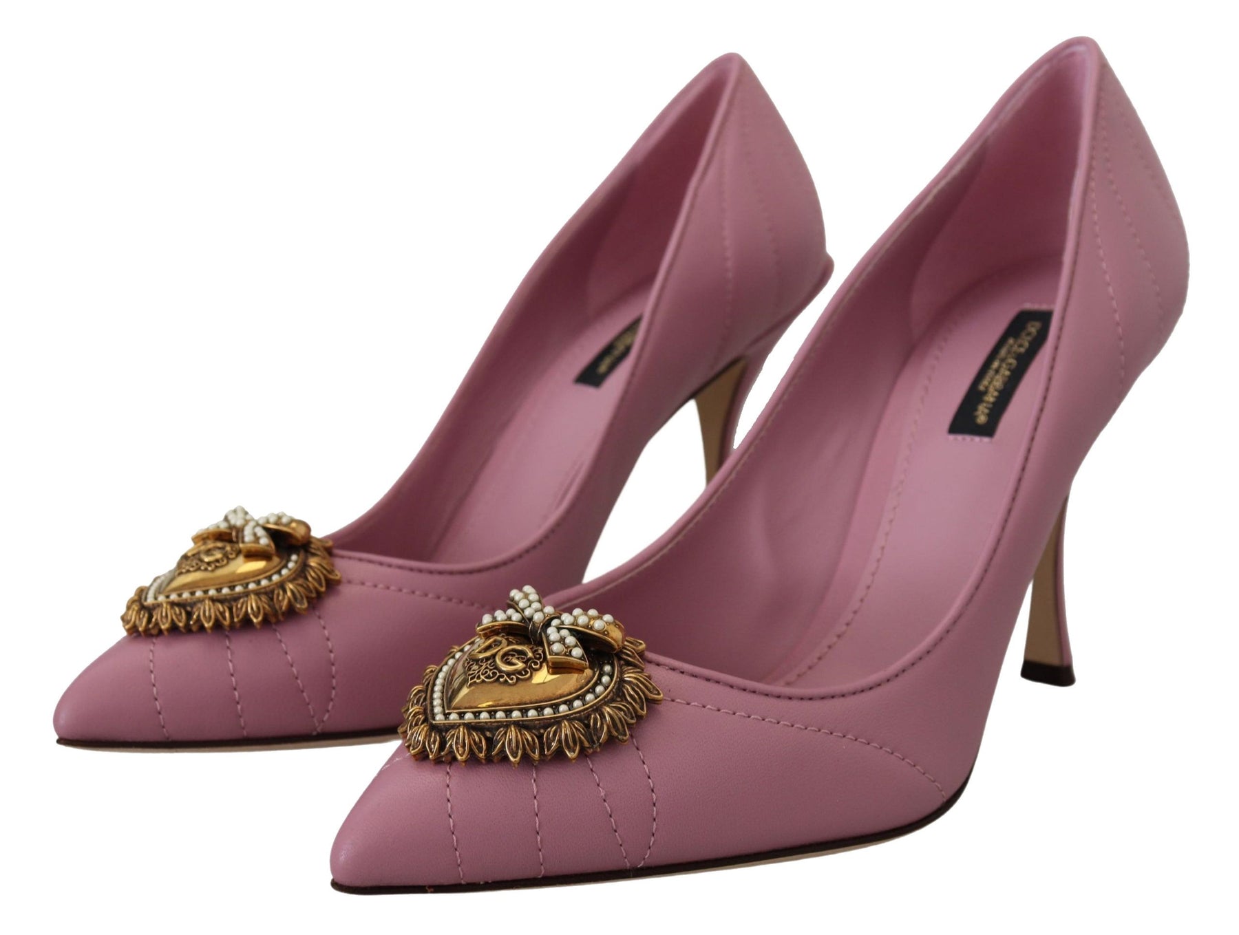 Dolce & Gabbana Pink Leather Heart DEVOTION Heels Pumps Shoes | Regal Royce