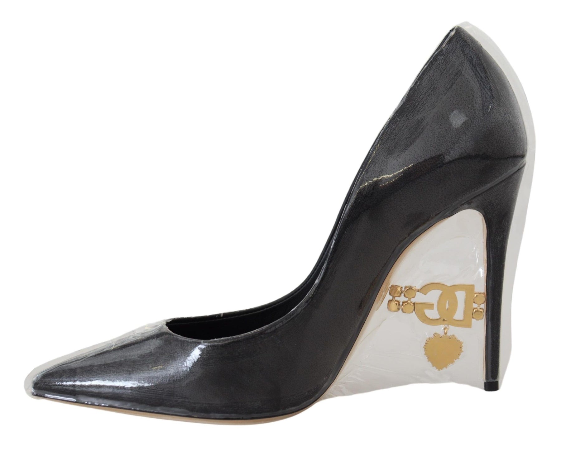 Dolce & Gabbana Black Leather Heels Pumps Plastic Wrapped Shoes | Regal Royce