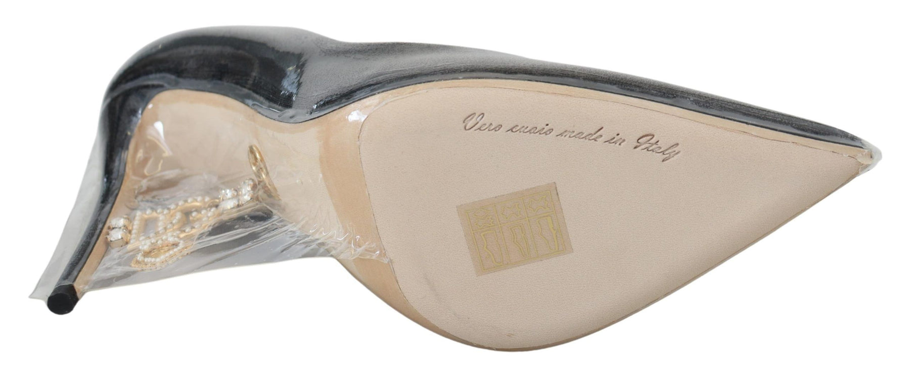 Dolce & Gabbana Black Leather Heels Pumps Plastic Wrapped Shoes | Regal Royce
