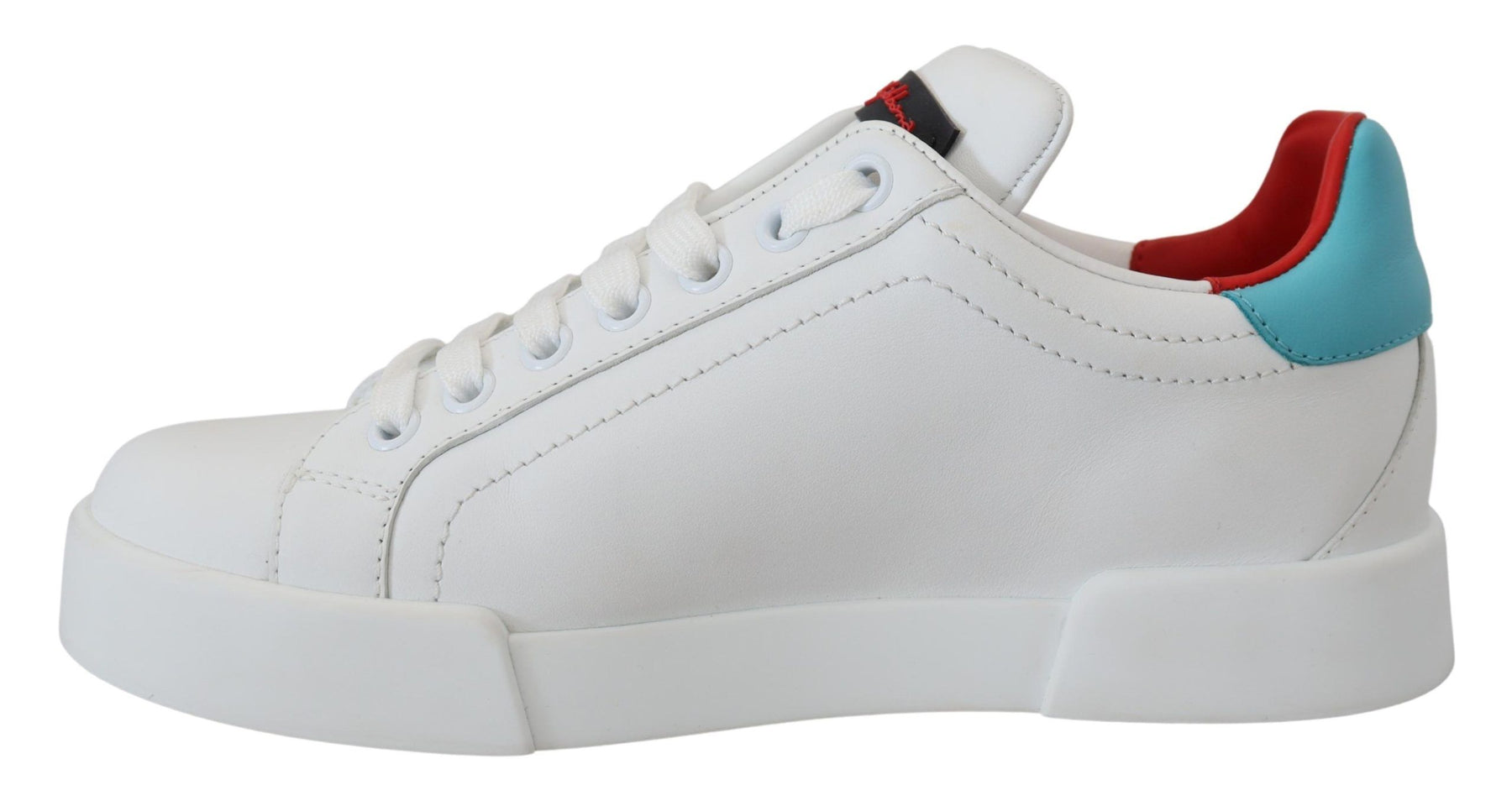 Dolce & Gabbana White Leather Sneaker Portofino Logo Heart Shoes | Regal Royce