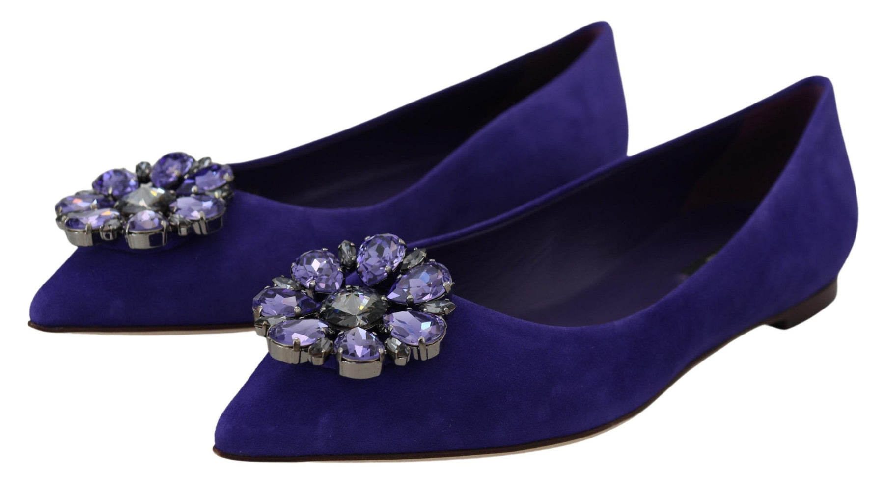 Dolce & Gabbana Purple Suede Crystals Loafers Flats Shoes | Regal Royce