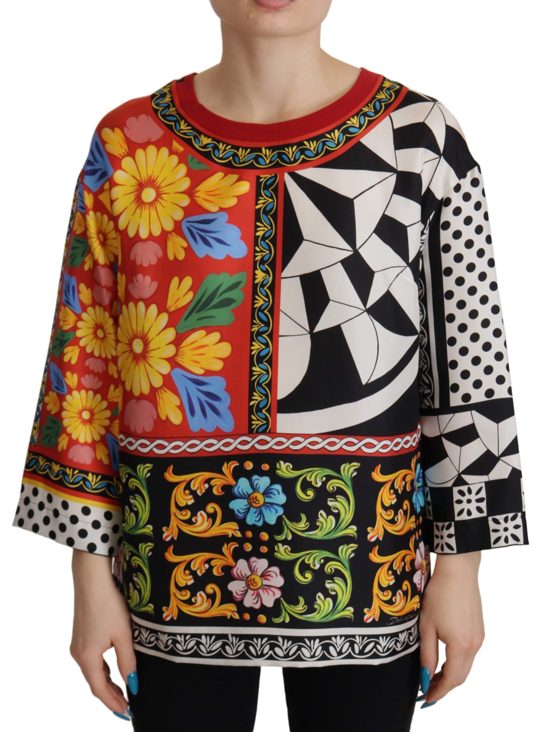 Dolce & Gabbana Multicolor Printed Baroque Loose Long Sleeve | Regal Royce