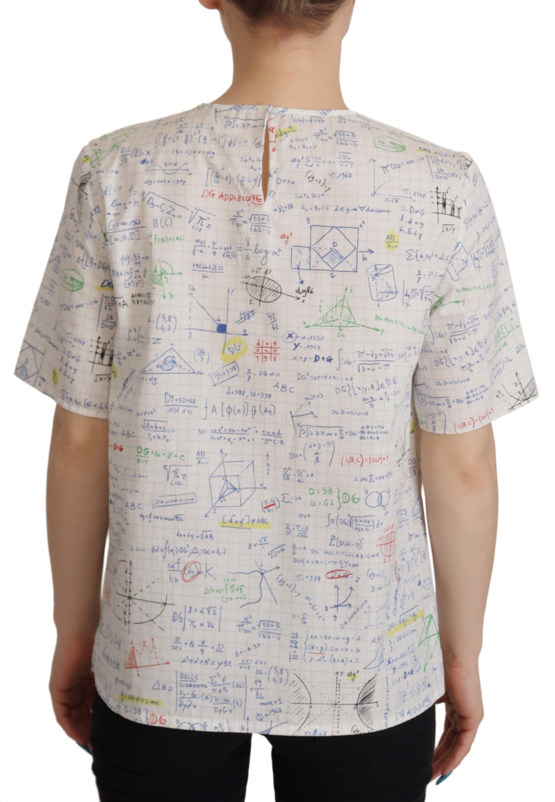 Dolce & Gabbana White Cotton Algebra Print Short Sleeves Top | Regal Royce