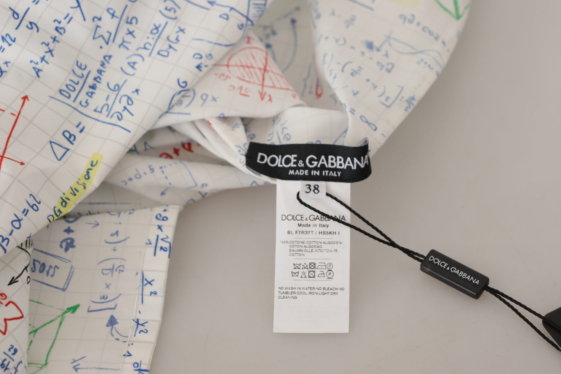 Dolce & Gabbana White Cotton Algebra Print Short Sleeves Top | Regal Royce