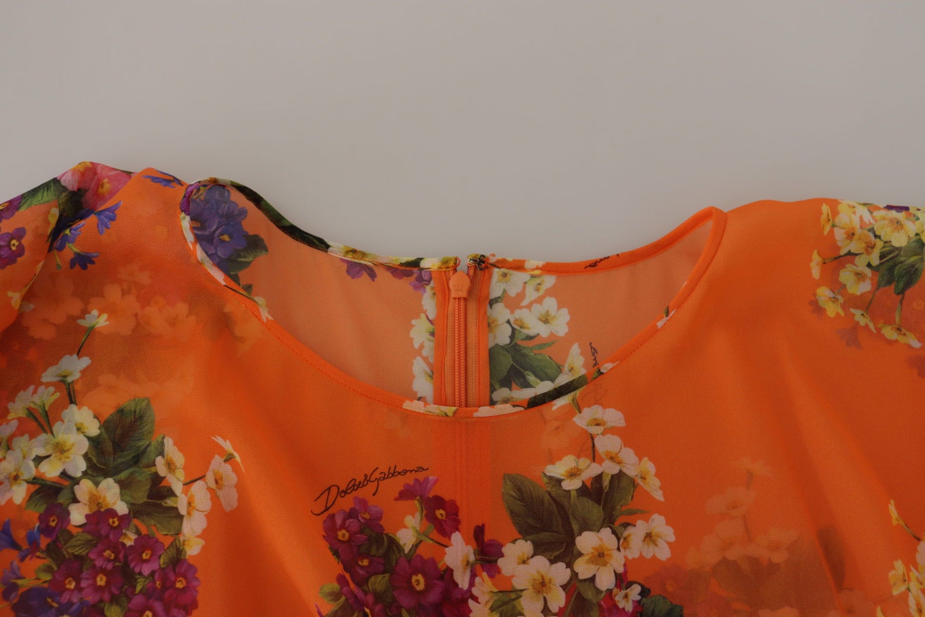 Dolce & Gabbana Orange Floral Print Long Sleeve Blouse | Regal Royce
