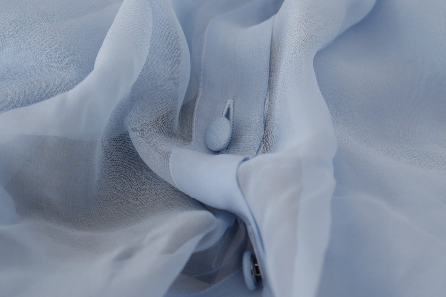 Dolce & Gabbana Light Blue Silk Ascot Collar Long Sleeves Top | Regal Royce