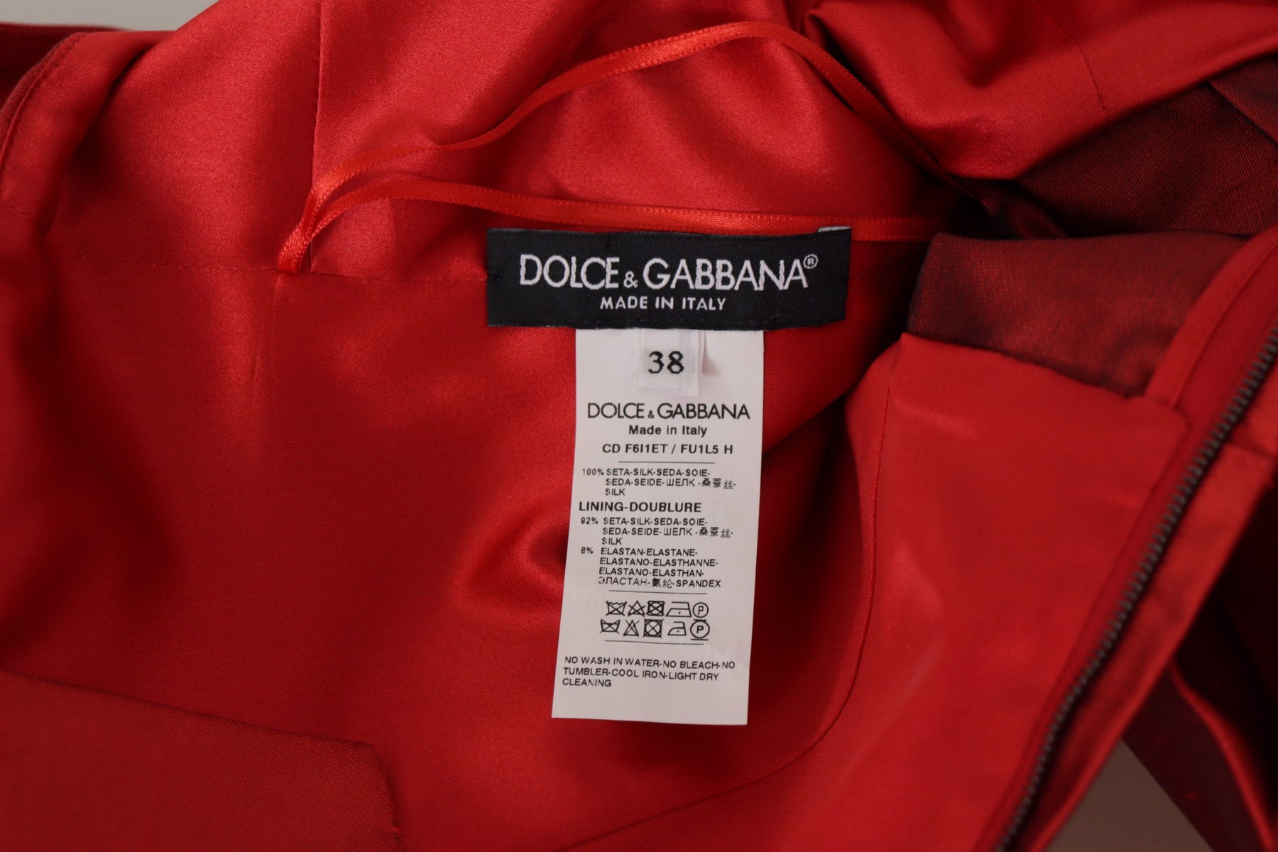 Dolce & Gabbana Red A-line Pleated Satin Silk Dress | Regal Royce