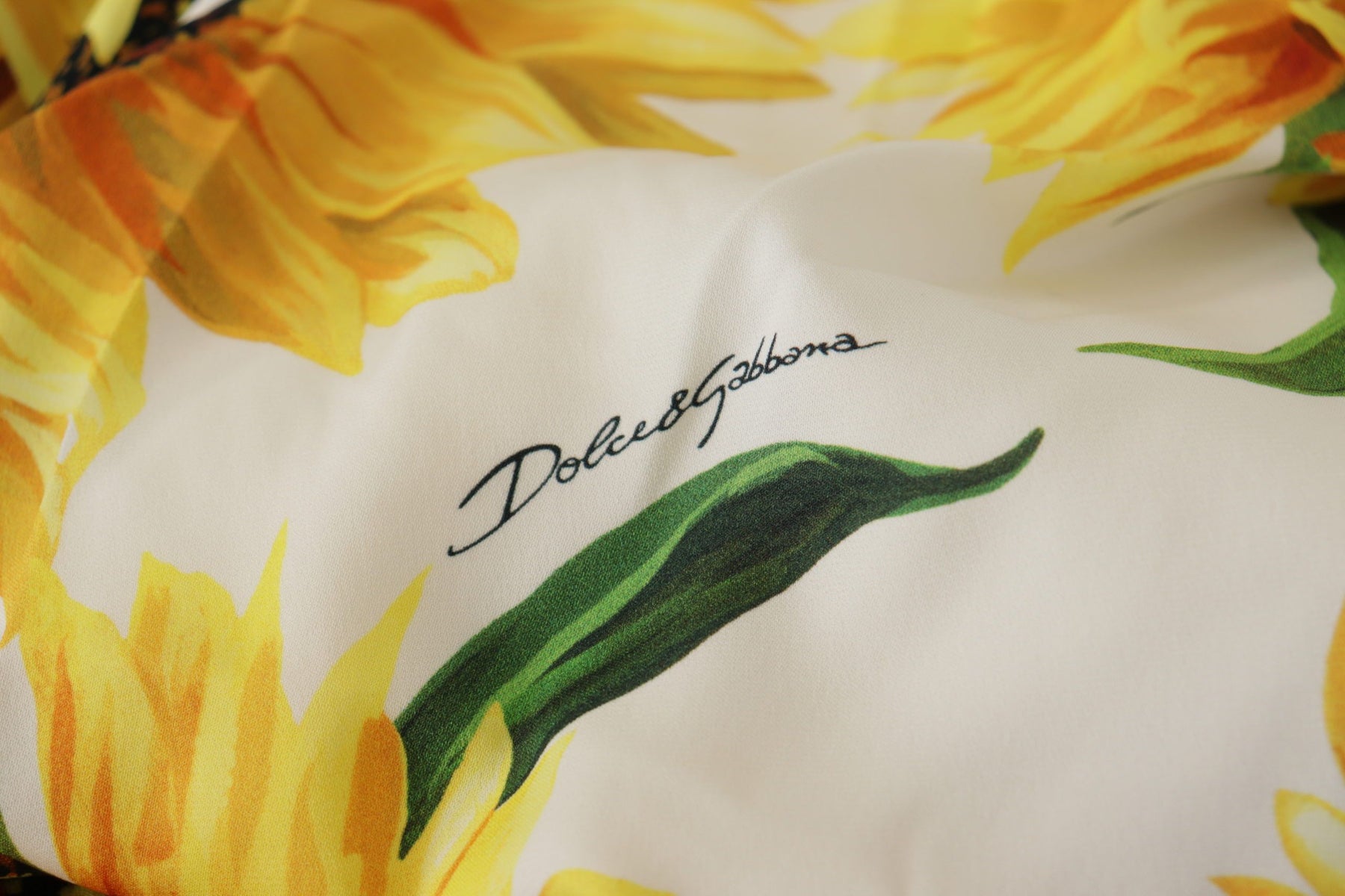 Dolce & Gabbana White Sunflower Print Sheath Midi Silk | Regal Royce