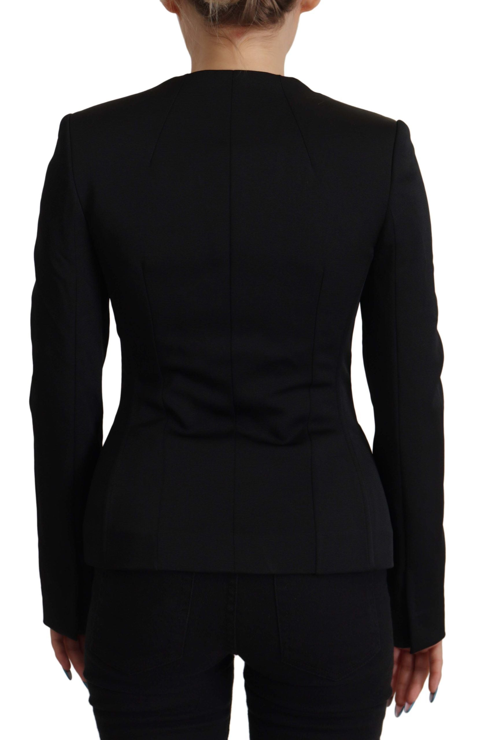 Dolce & Gabbana Black Slim Fit Long Sleeves Snap Jacket | Regal Royce