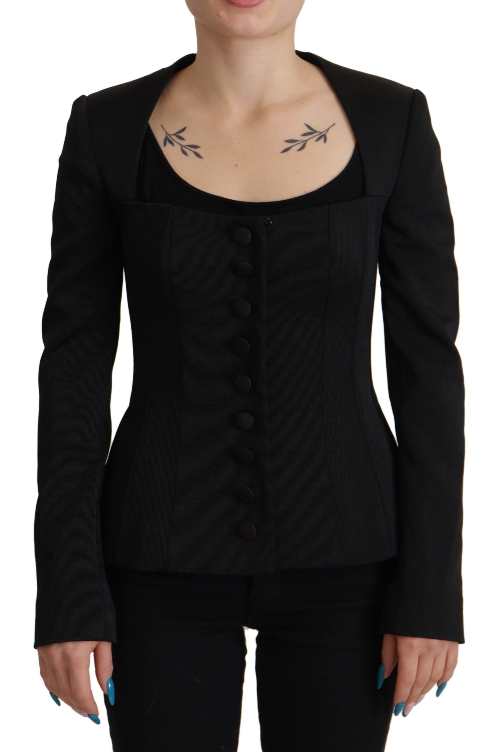 Dolce & Gabbana Black Slim Fit Long Sleeves Snap Jacket | Regal Royce