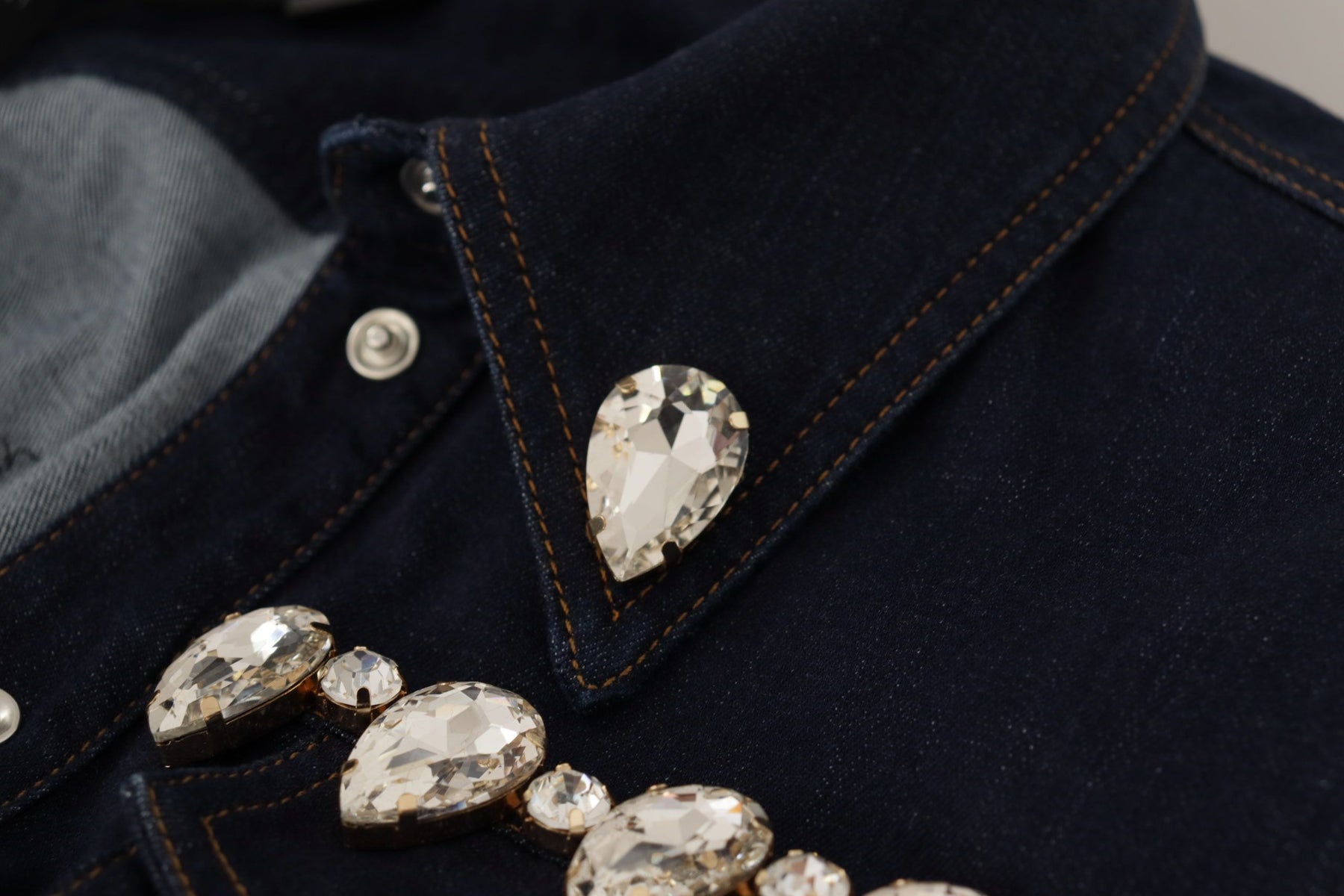 Dolce & Gabbana Blue Denim Crystal Embellish Cotton Jacket | Regal Royce