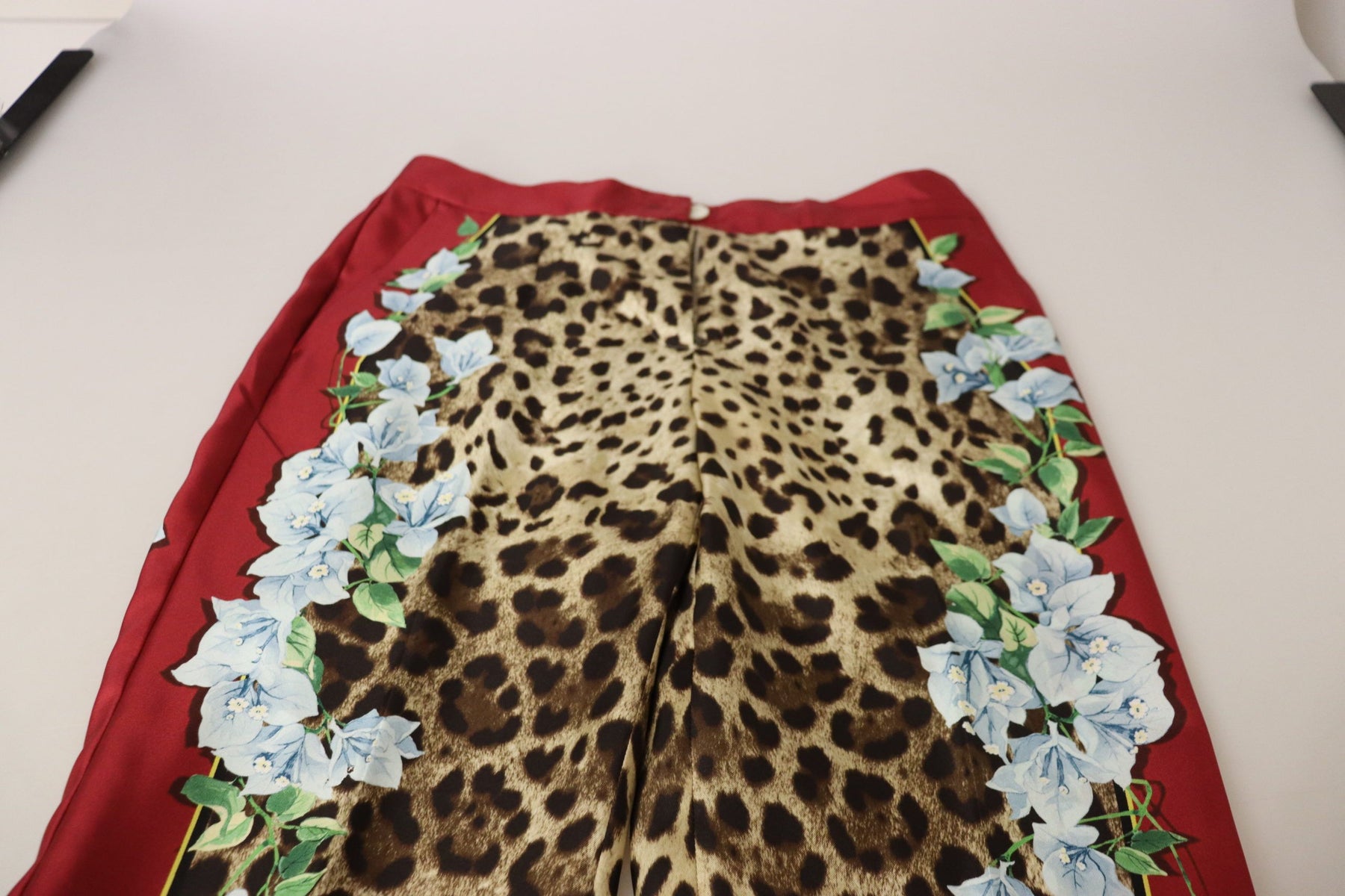 Dolce & Gabbana Multicolor Leopard Flora Printed Mid Waist Trouser Pants | Regal Royce
