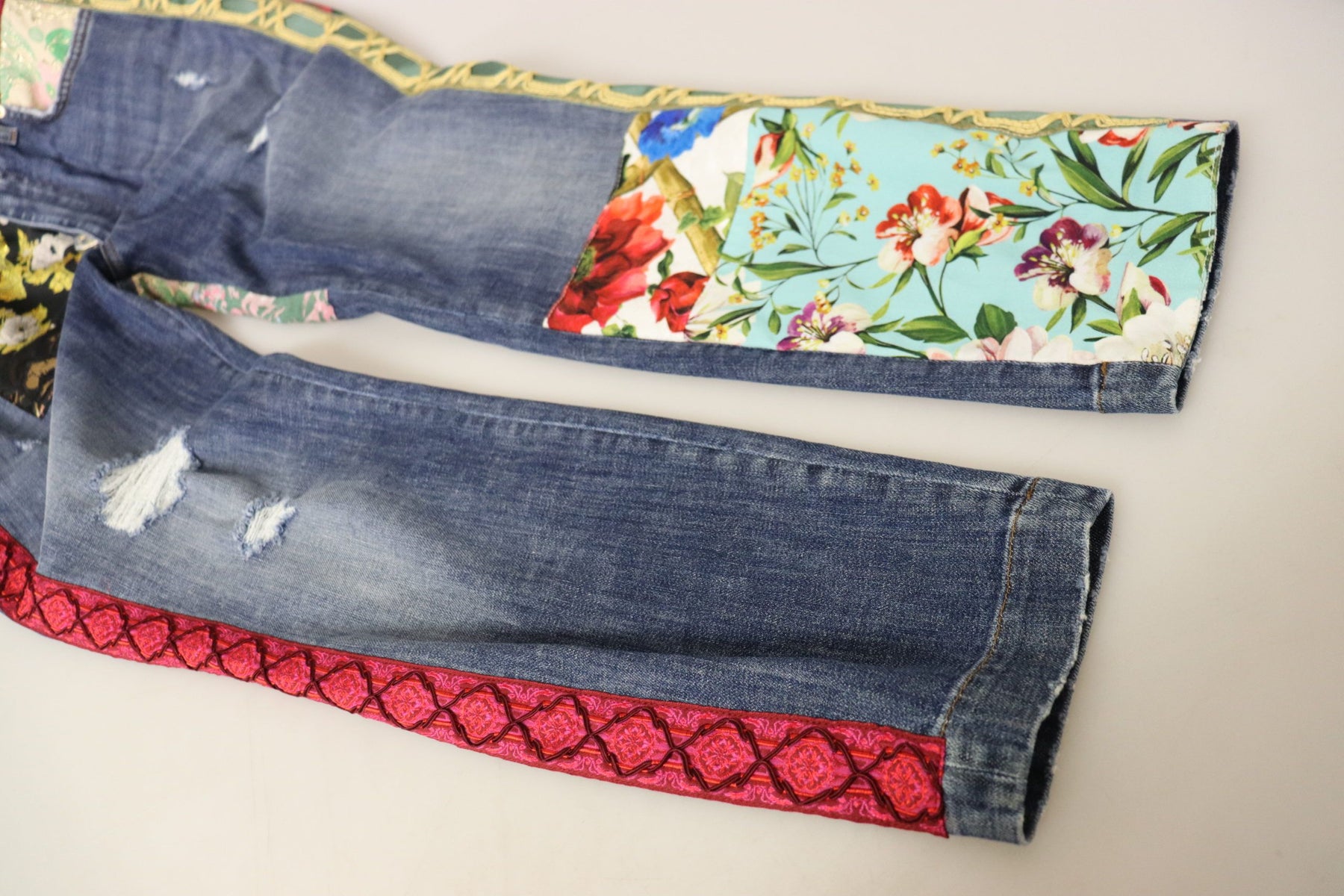 Dolce & Gabbana Blue Patchwork High Waist Denim Jeans | Regal Royce