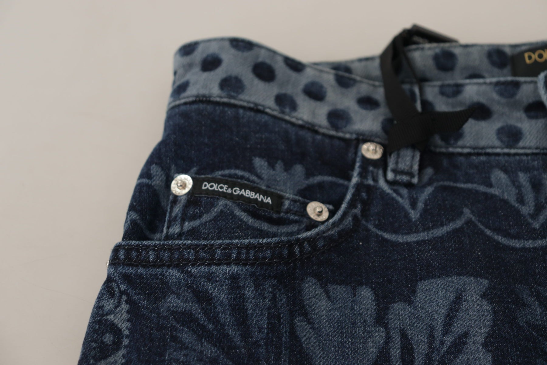 Dolce & Gabbana Blue Floral High Waist Skinny Denim Jeans | Regal Royce