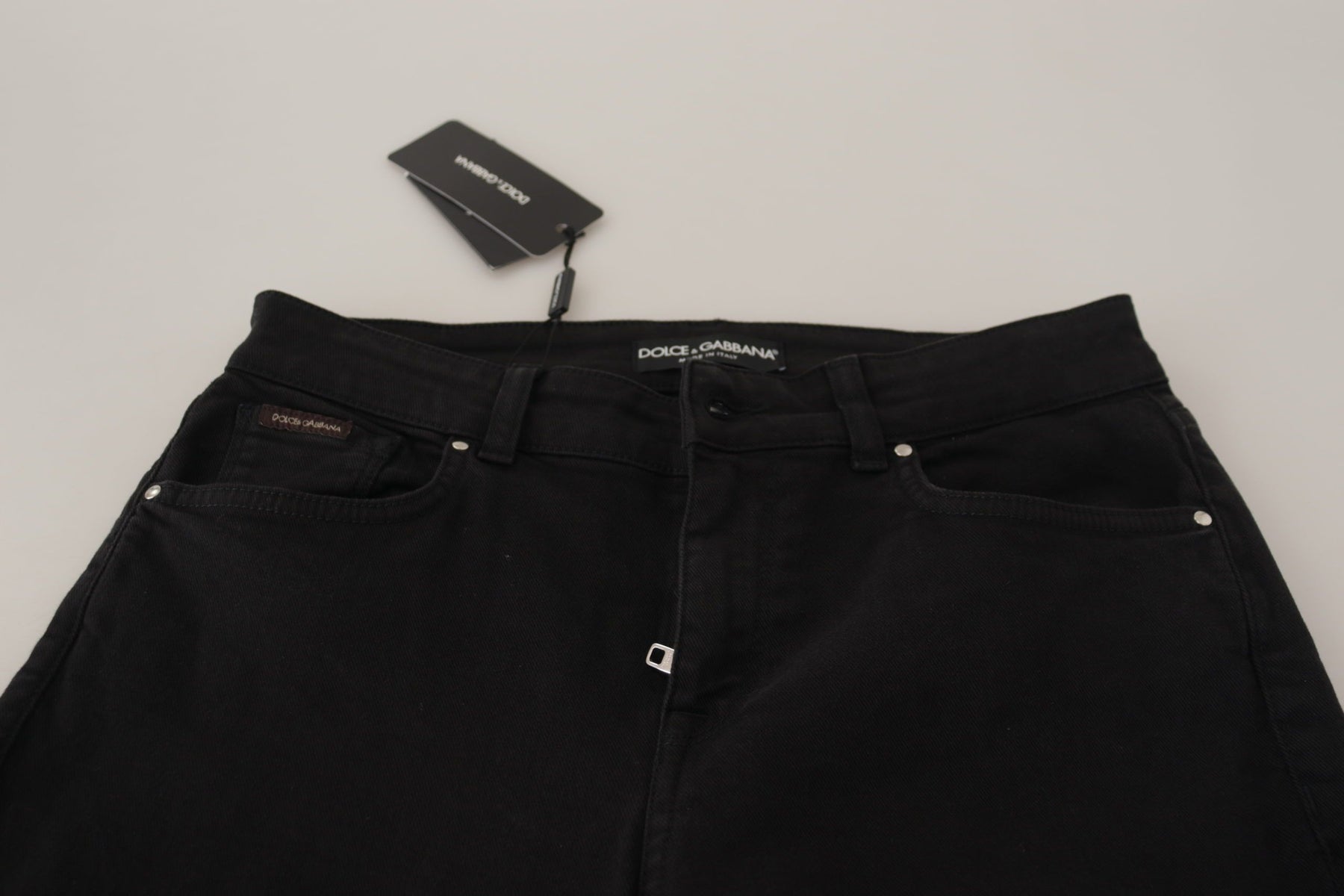 Dolce & Gabbana Black Mid Waist Skinny Denim Cotton Jeans | Regal Royce