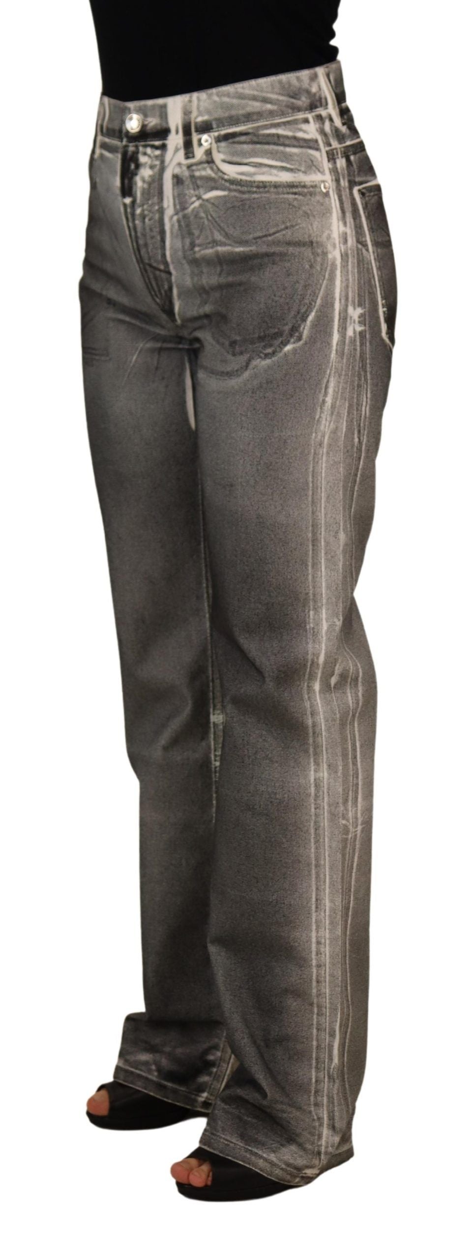 Dolce & Gabbana Grey Washed High Waist Denim Pants Cotton Jeans | Regal Royce