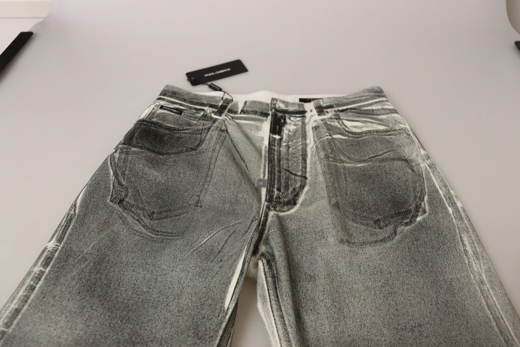 Dolce & Gabbana Grey Washed High Waist Denim Pants Cotton Jeans | Regal Royce