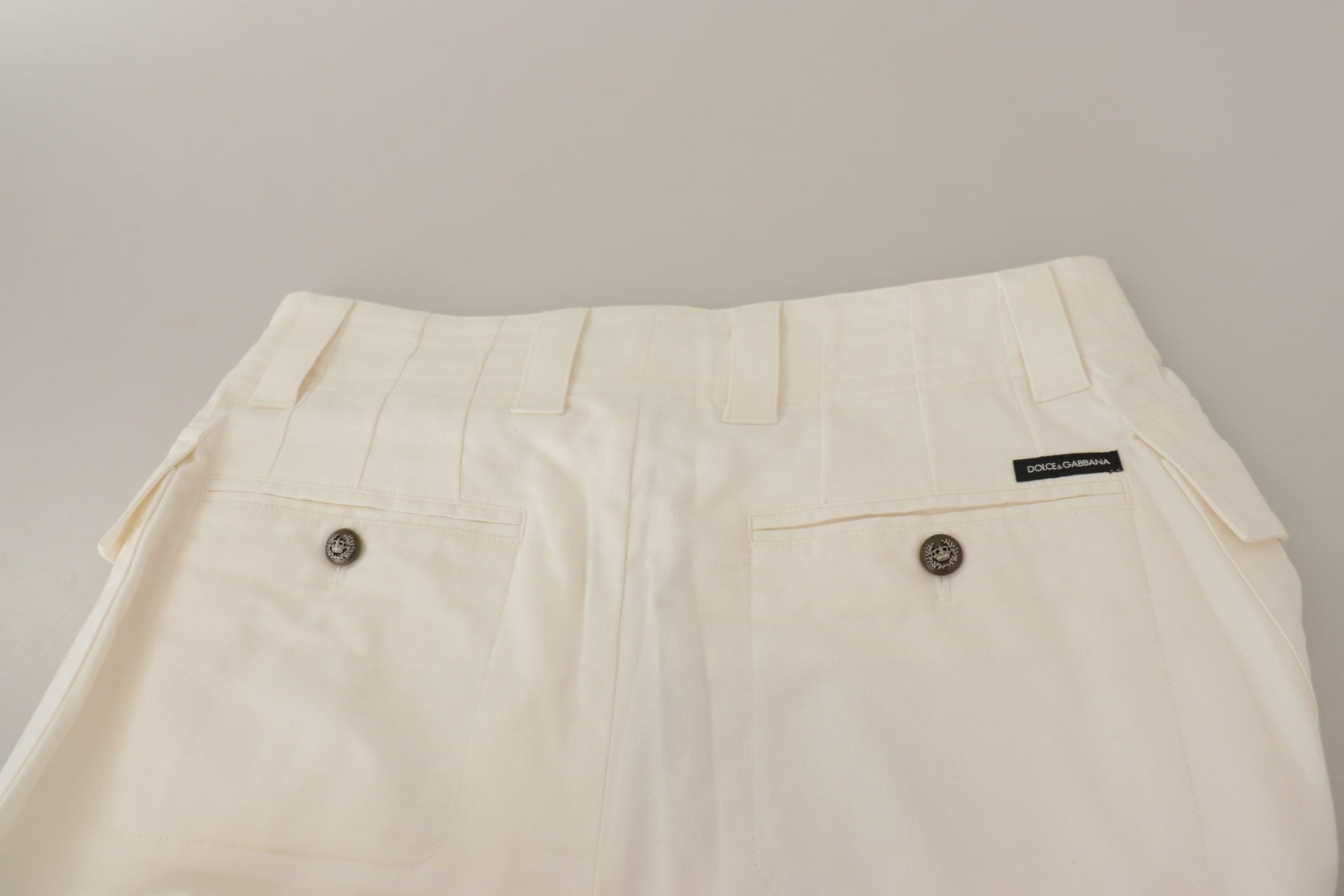 Dolce & Gabbana White High Waist Tapered Women Cotton Pants | Regal Royce