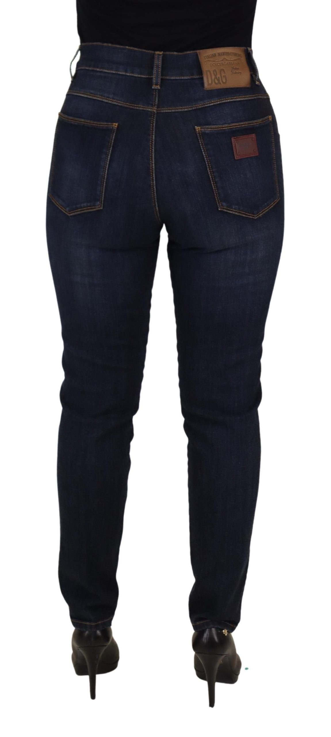 Dolce & Gabbana Blue Cotton High Waist Skinny Denim Jeans | Regal Royce