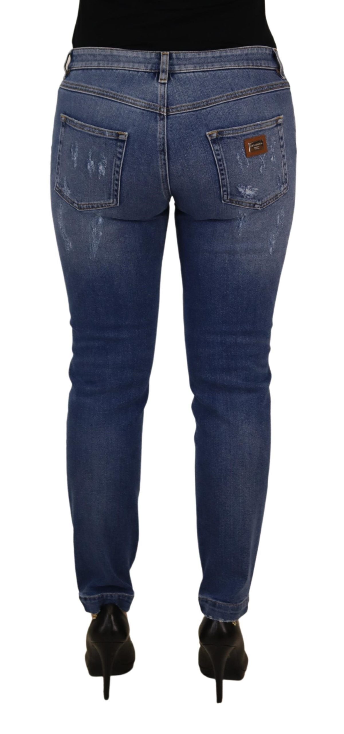 Dolce & Gabbana Blue Washed Cotton Skinny Low Waist Denim Jeans | Regal Royce