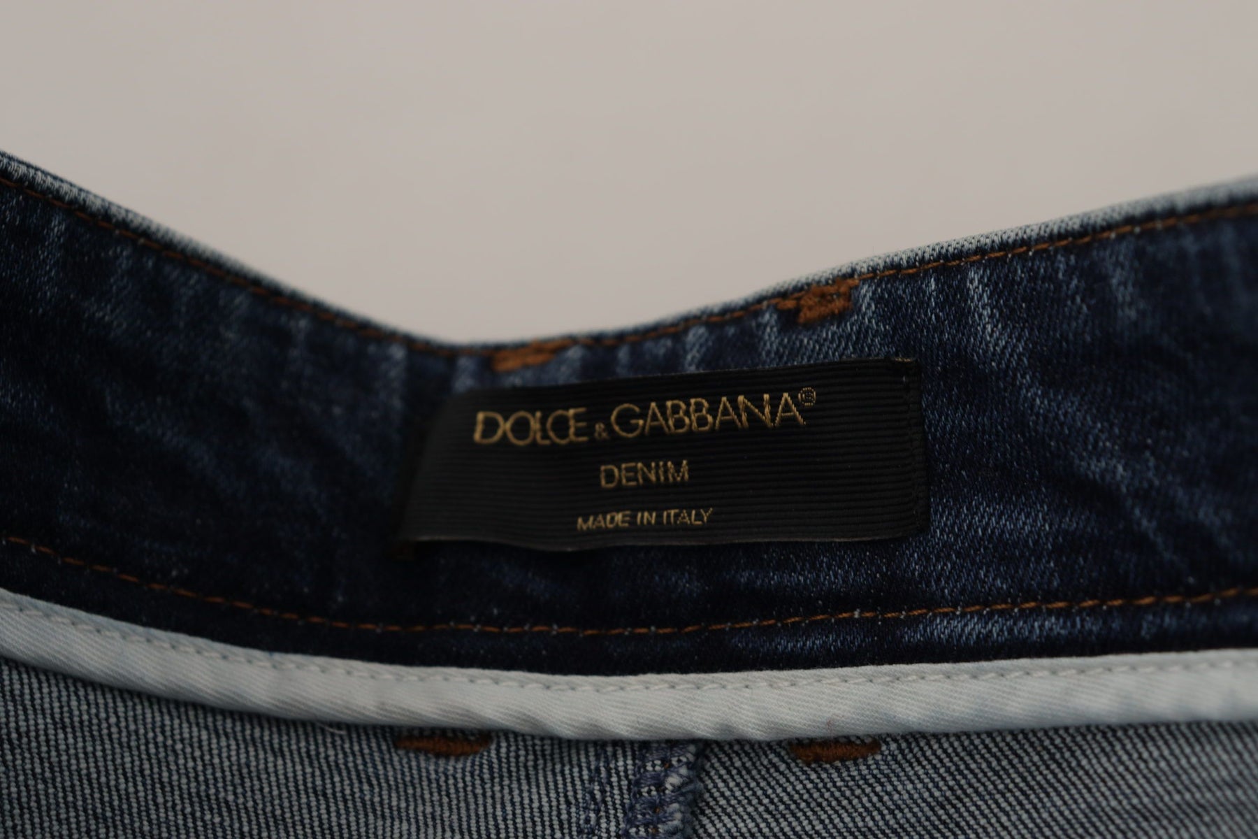 Dolce & Gabbana Blue Denim Crystal Embellished Pants Jeans | Regal Royce