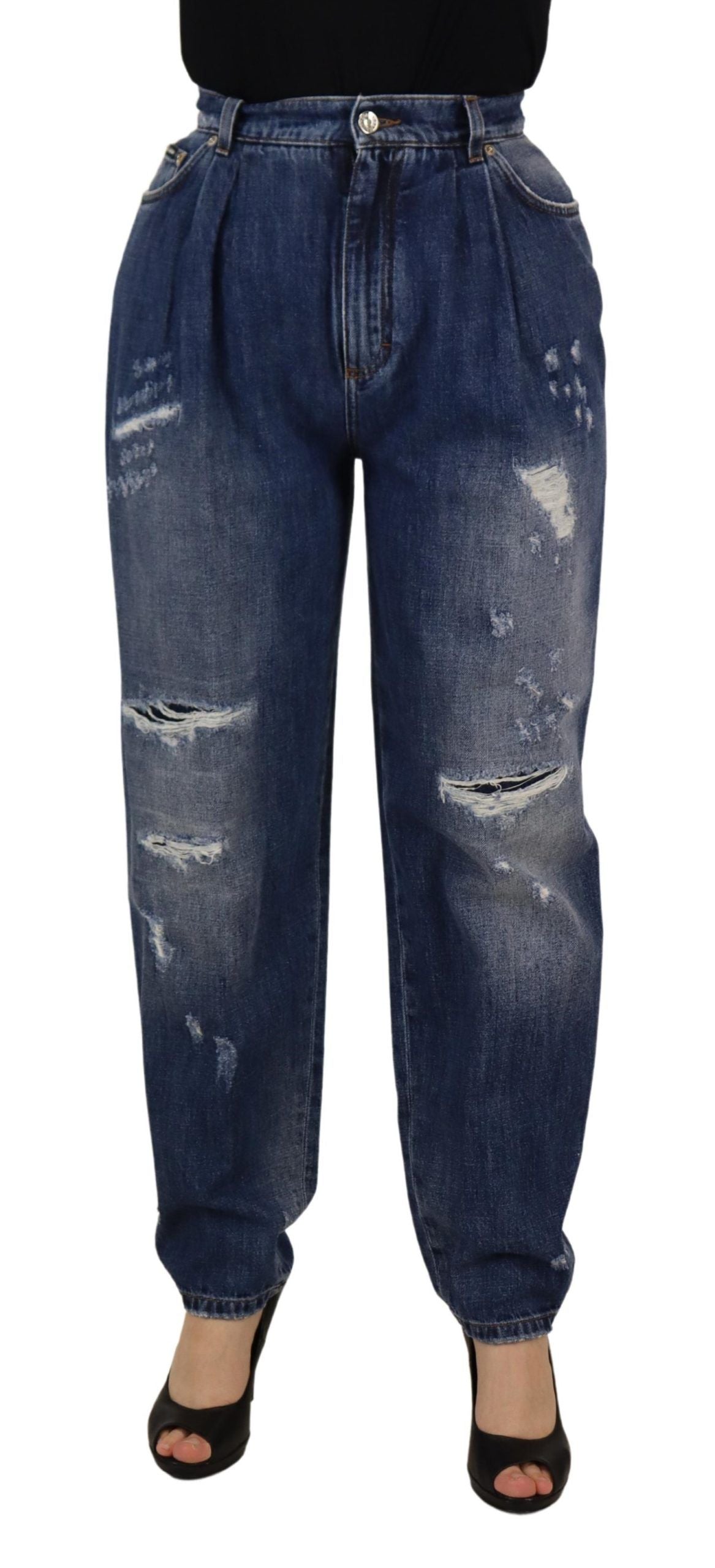 Dolce & Gabbana Blue Washed High Waist Loose Fit Pants | Regal Royce
