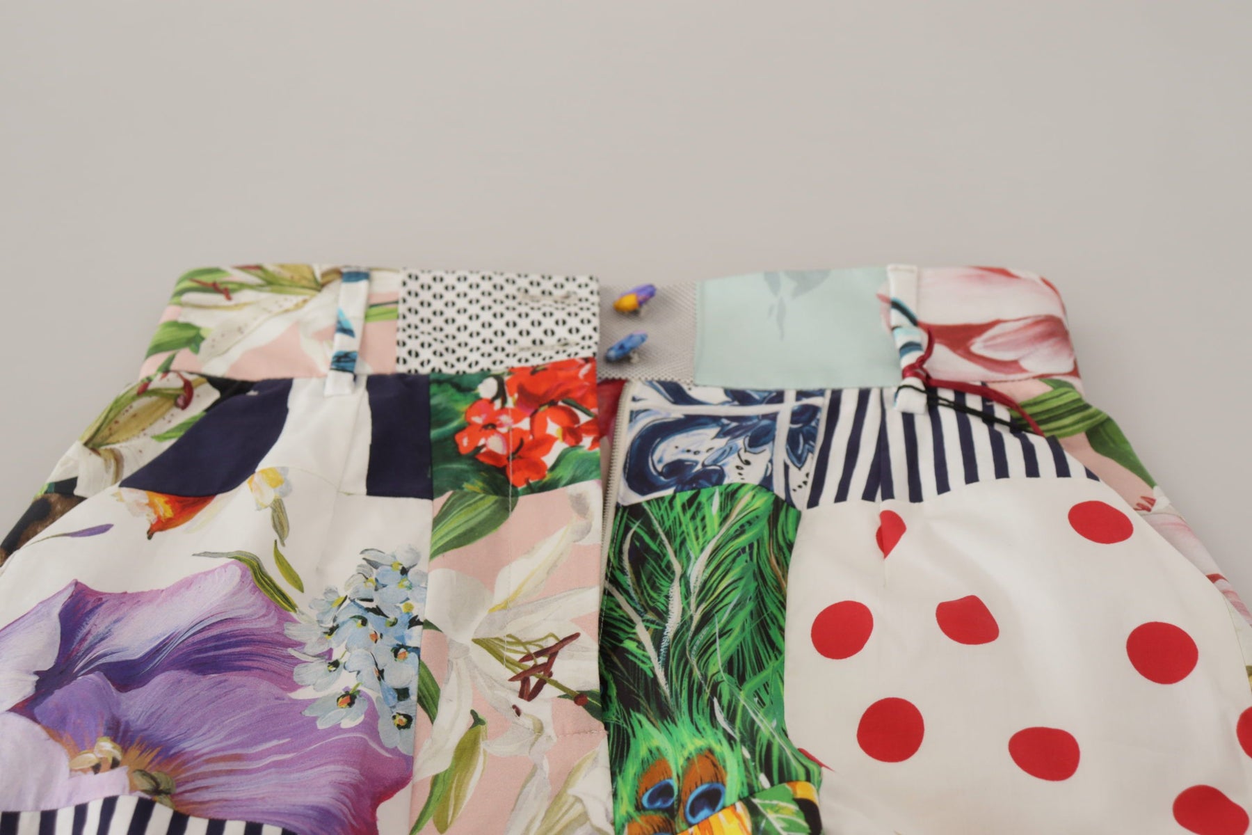 Dolce & Gabbana Multicolor Patchwork High Waist Cotton Shorts | Regal Royce