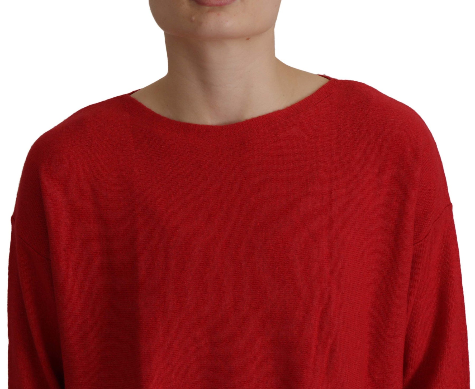 Dolce & Gabbana Red Wool Knit Round Neck Pullover Sweater | Regal Royce