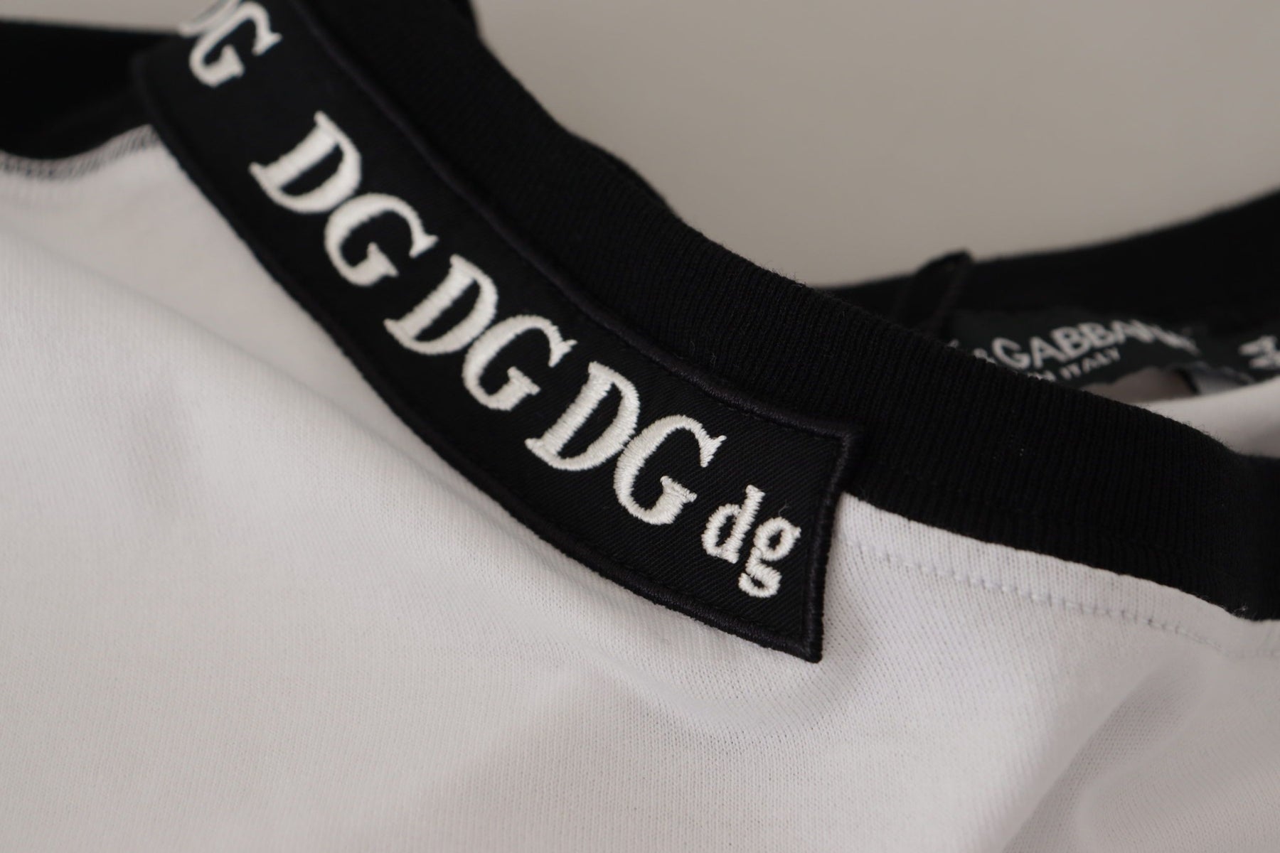 Dolce & Gabbana White Slogan Print Round Neck Cotton  T-shirt | Regal Royce