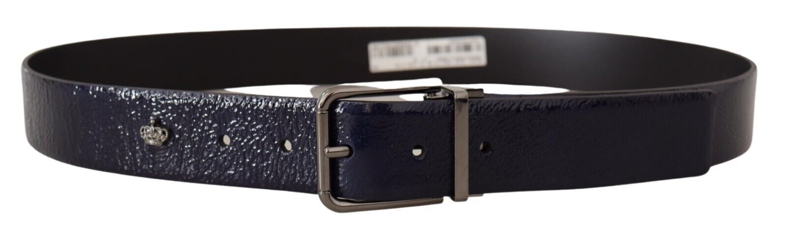 Dolce & Gabbana Blue Patent Leather Vernice Silver Logo Buckle Belt | Regal Royce