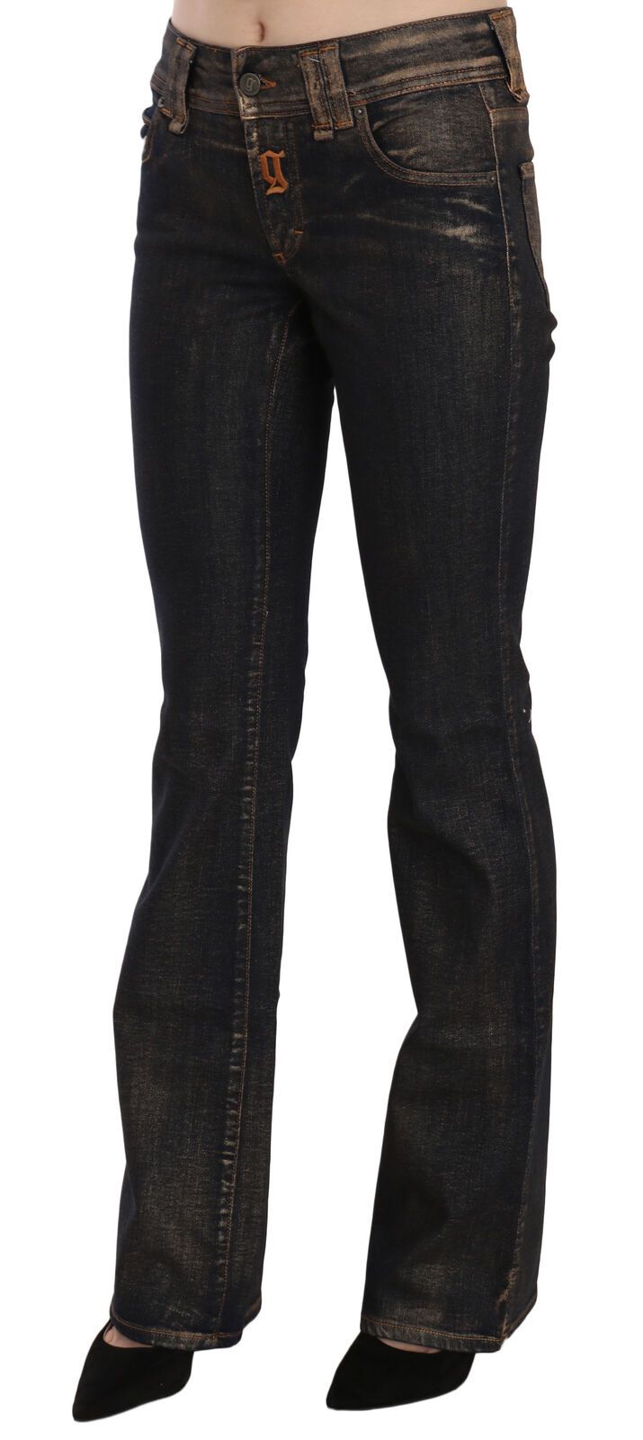 John Galliano Black Washed Mid Waist Flared Denim Pants Cotton | Regal Royce