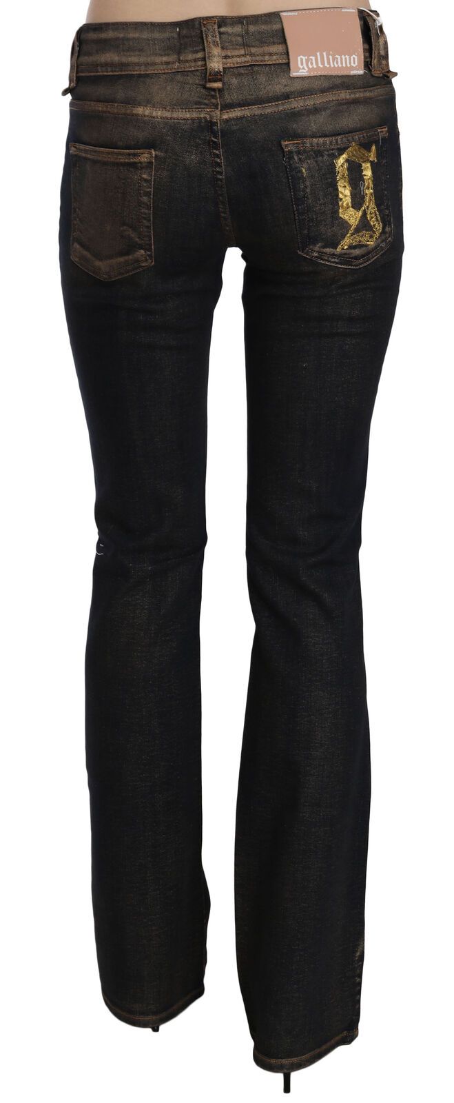 John Galliano Black Washed Mid Waist Flared Denim Pants Cotton | Regal Royce