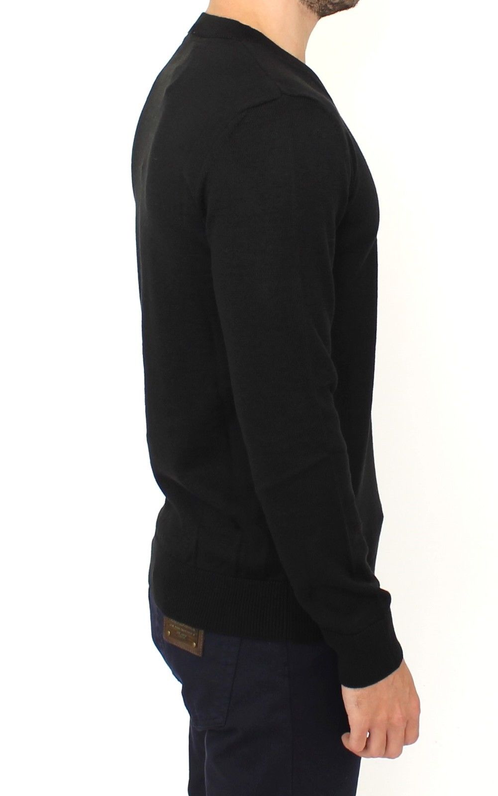 Ermanno Scervino Black Wool Blend V-neck Pullover Sweater | Regal Royce