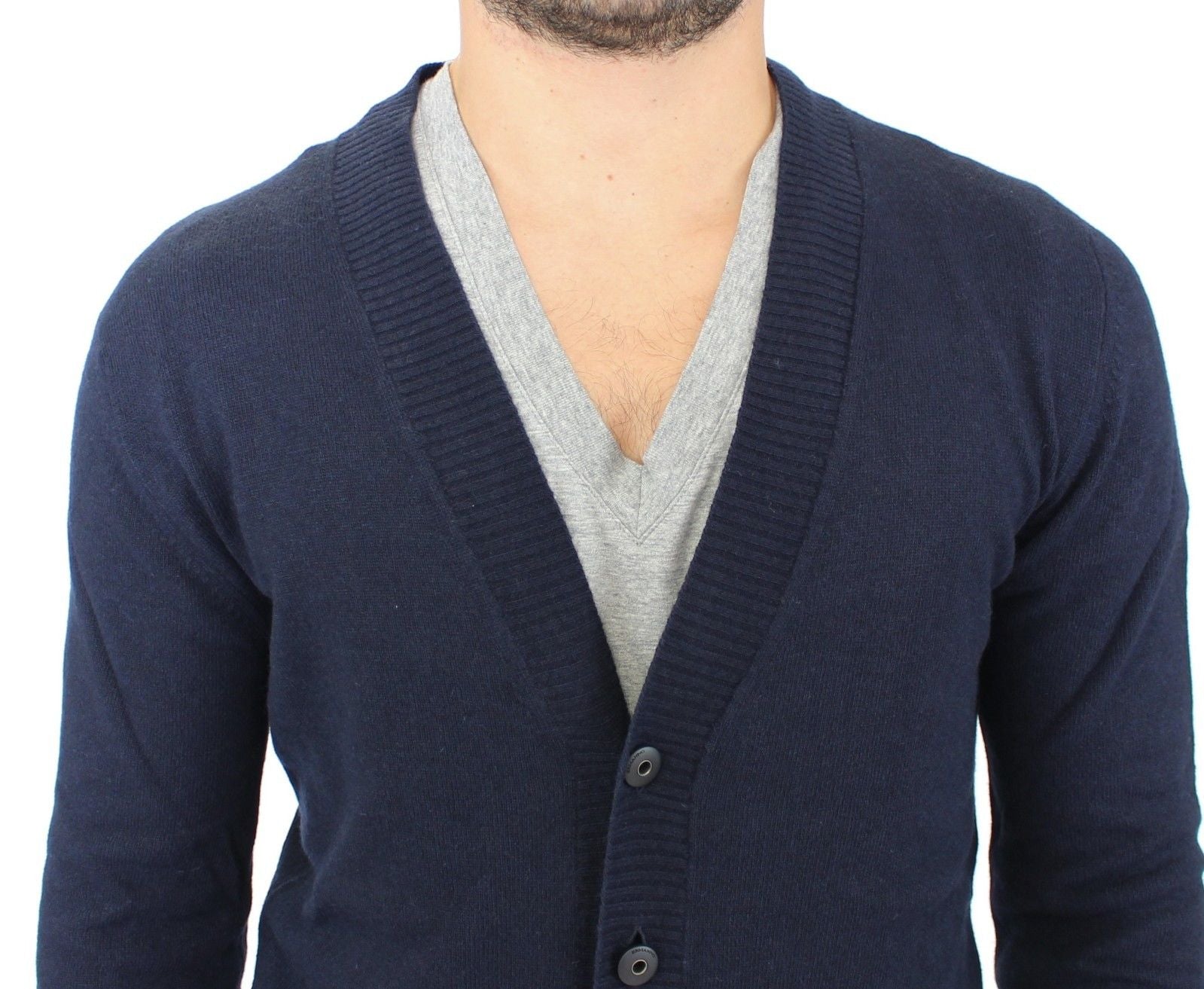 Ermanno Scervino Blue Wool Cashmere Cardigan Pullover Sweater | Regal Royce