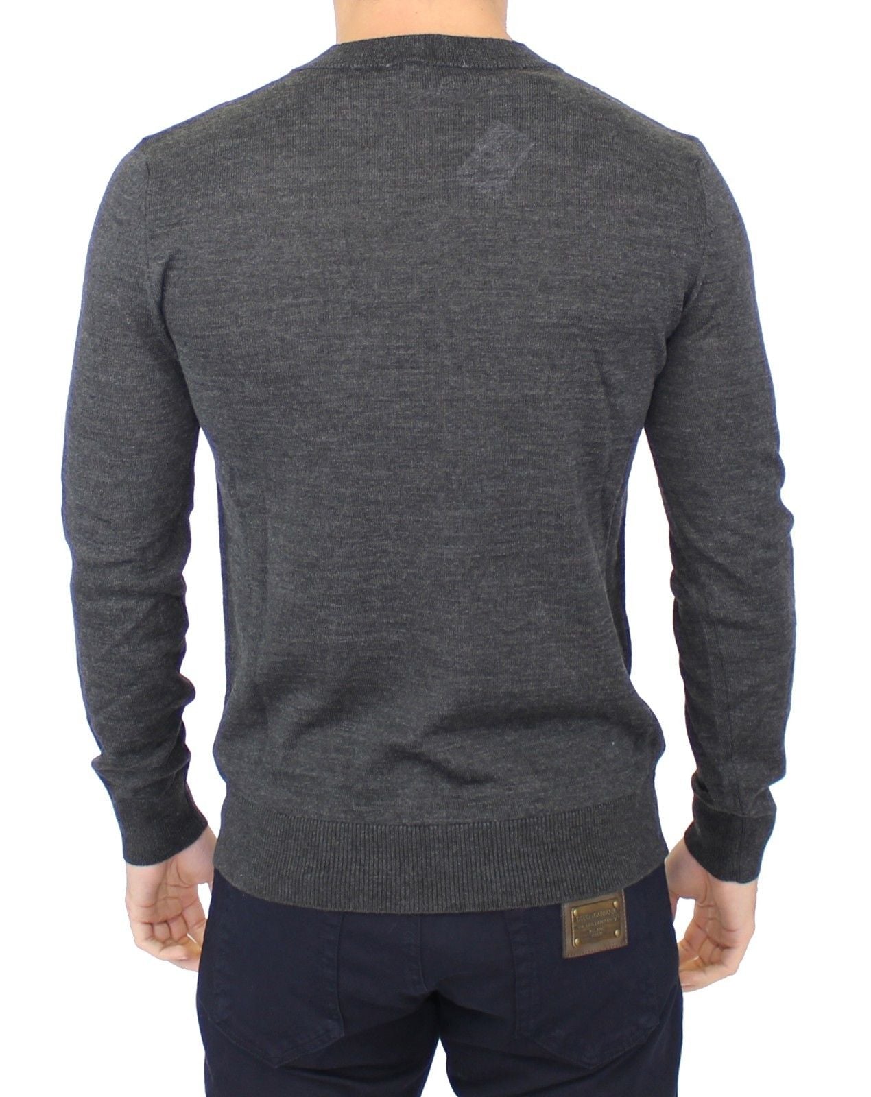 Ermanno Scervino Gray Wool Blend V-neck Pullover Sweater | Regal Royce