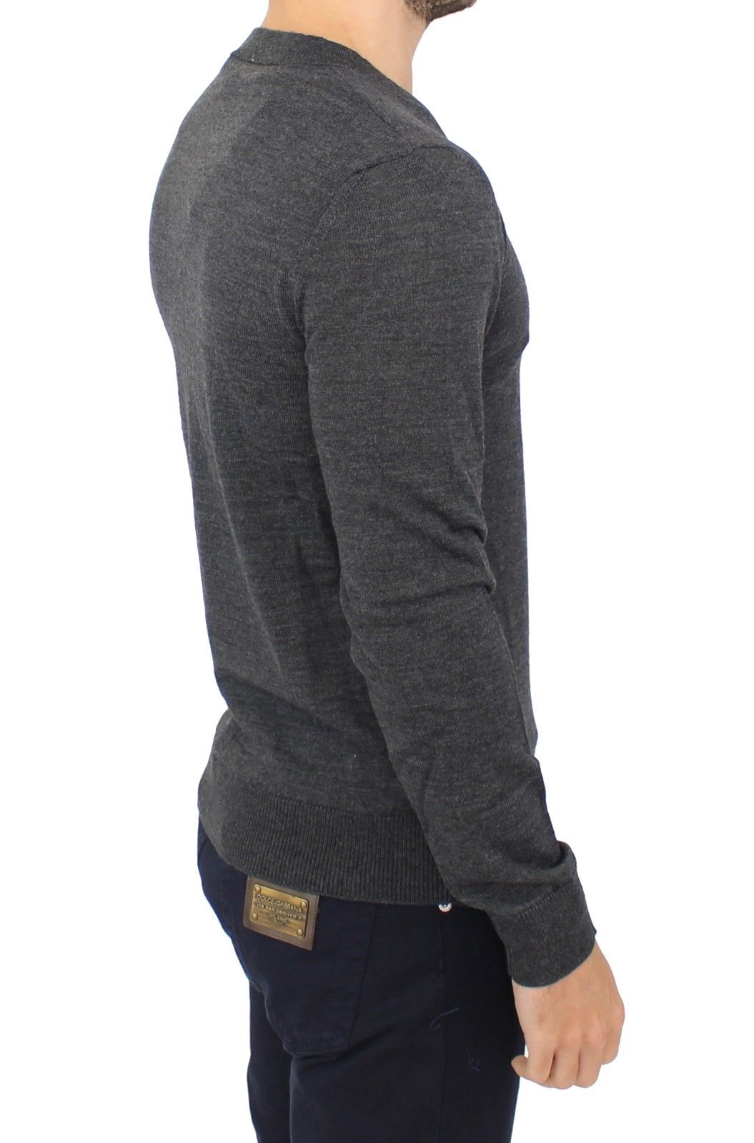 Ermanno Scervino Gray Wool Blend V-neck Pullover Sweater | Regal Royce