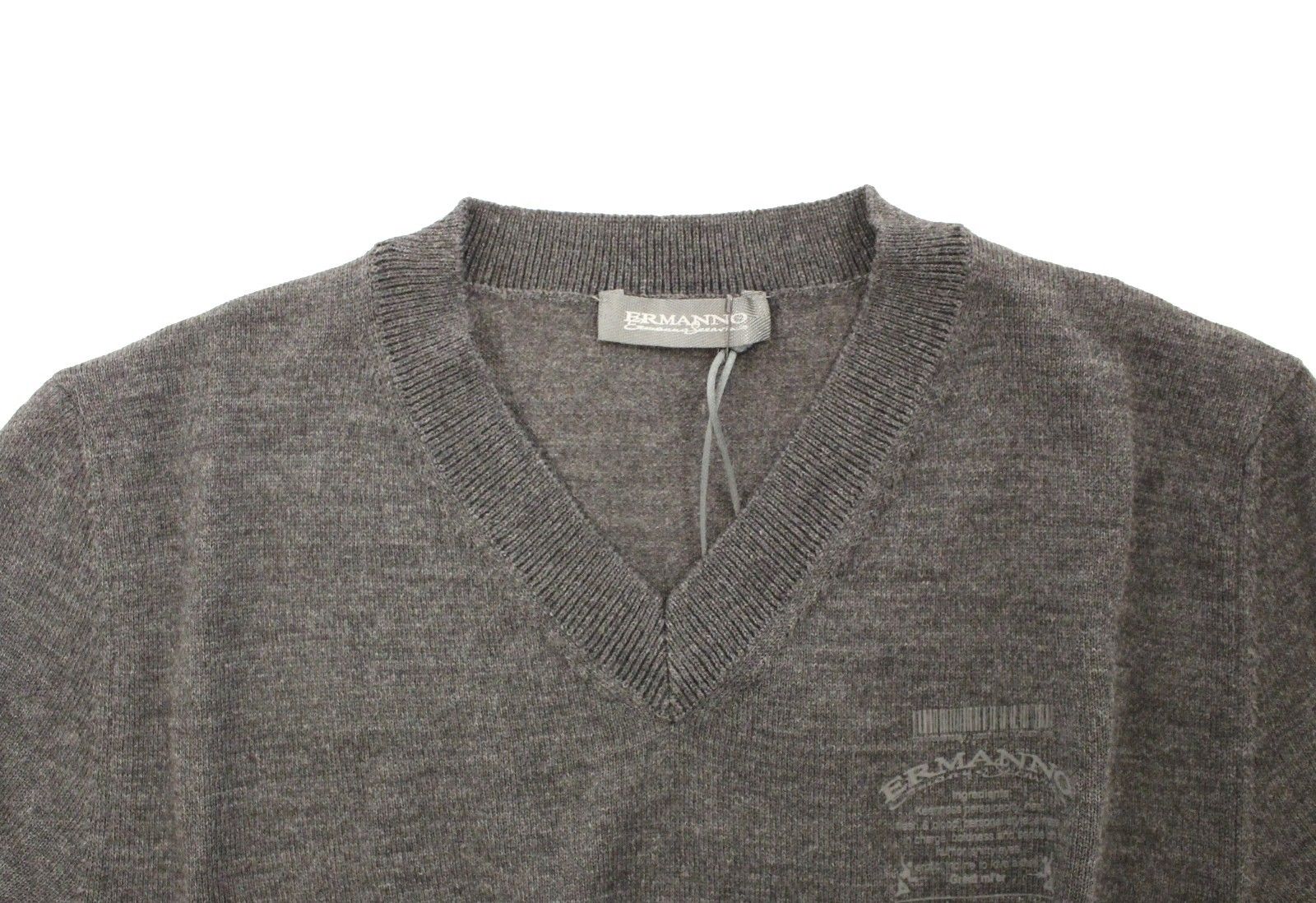 Ermanno Scervino Gray Wool Blend V-neck Pullover Sweater | Regal Royce