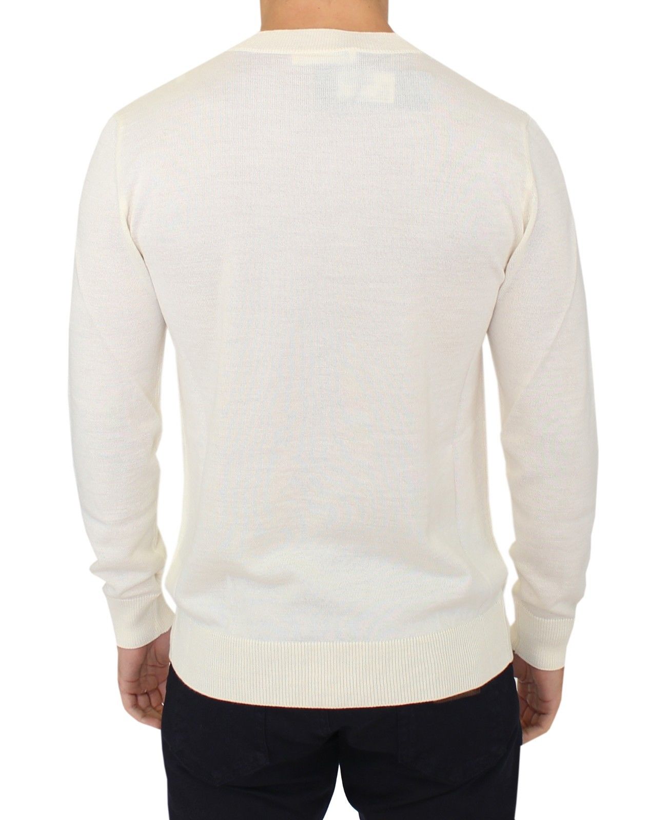 Ermanno Scervino Off White Wool Blend V-neck Pullover Sweater | Regal Royce
