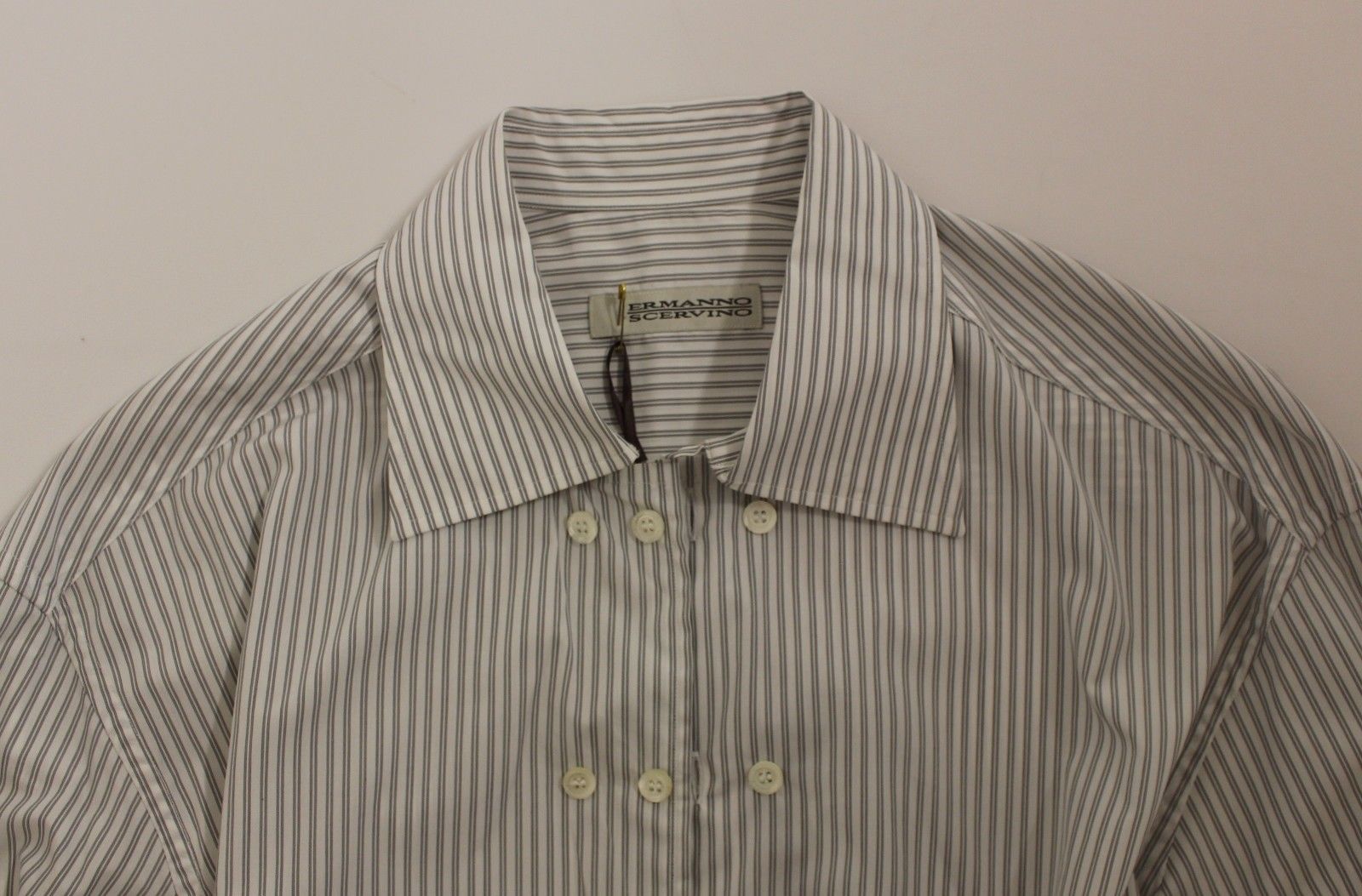 Ermanno Scervino White Gray Striped Regular Fit Casual Shirt | Regal Royce