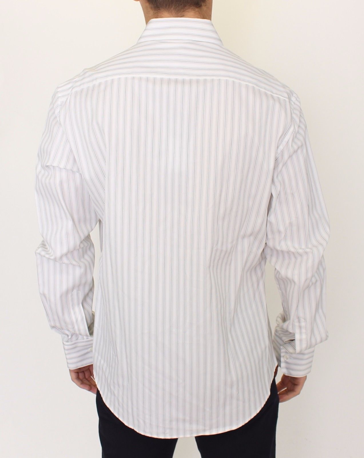 Ermanno Scervino White Black Striped Regular Fit Casual Shirt | Regal Royce