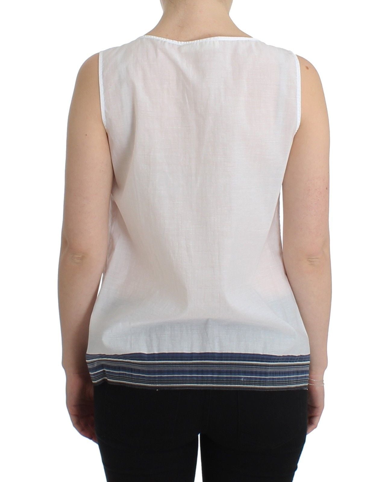 Ermanno Scervino White Blue Top Blouse Tank Shirt Sleeveless | Regal Royce